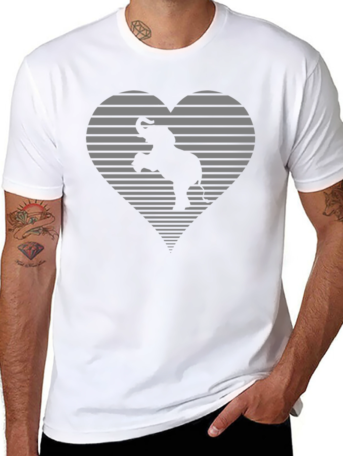 Elephant Heart Graphic Tee - Black Cotton Comfort