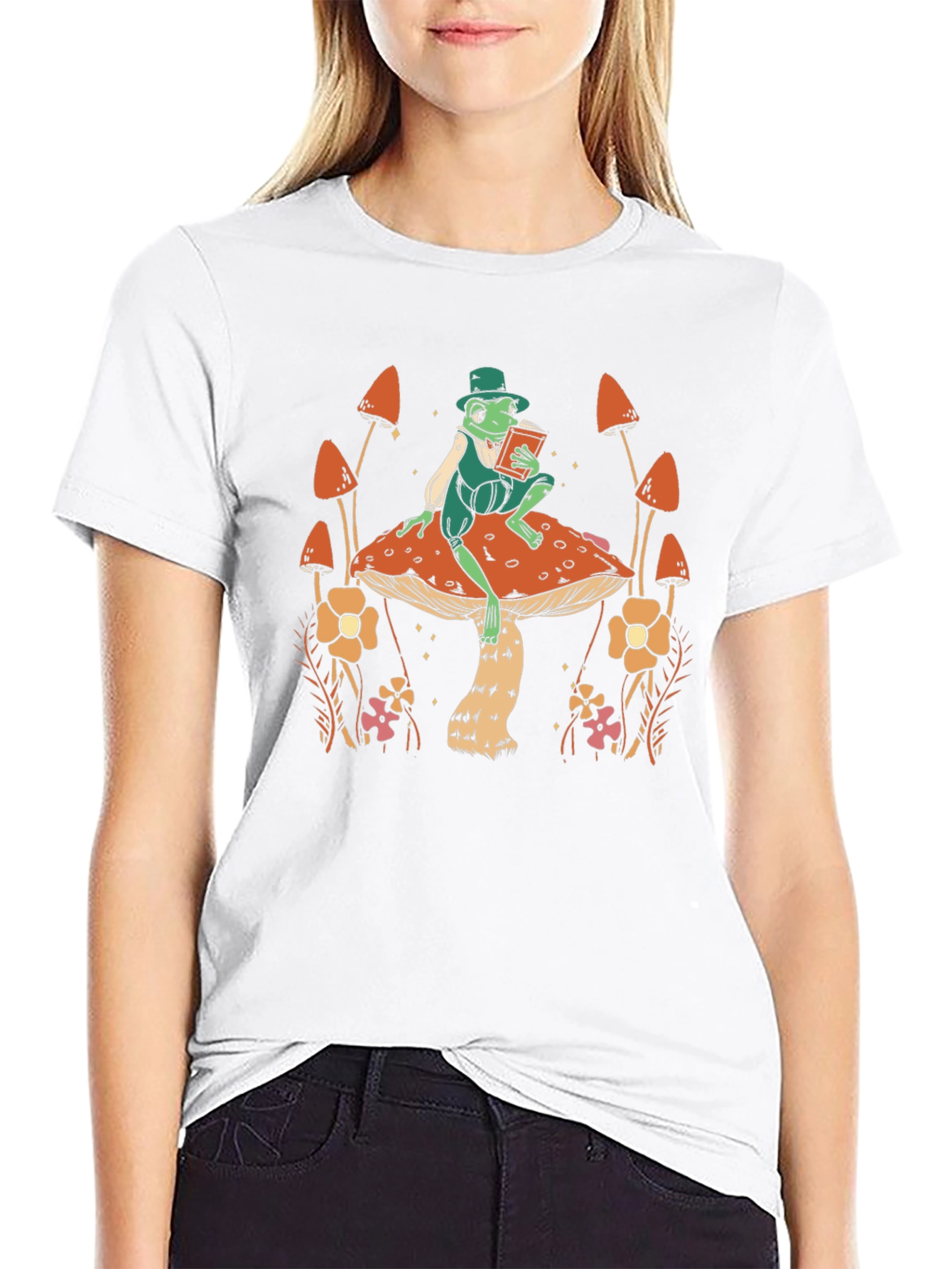 Whimsical Frog on Mushroom T-Shirt