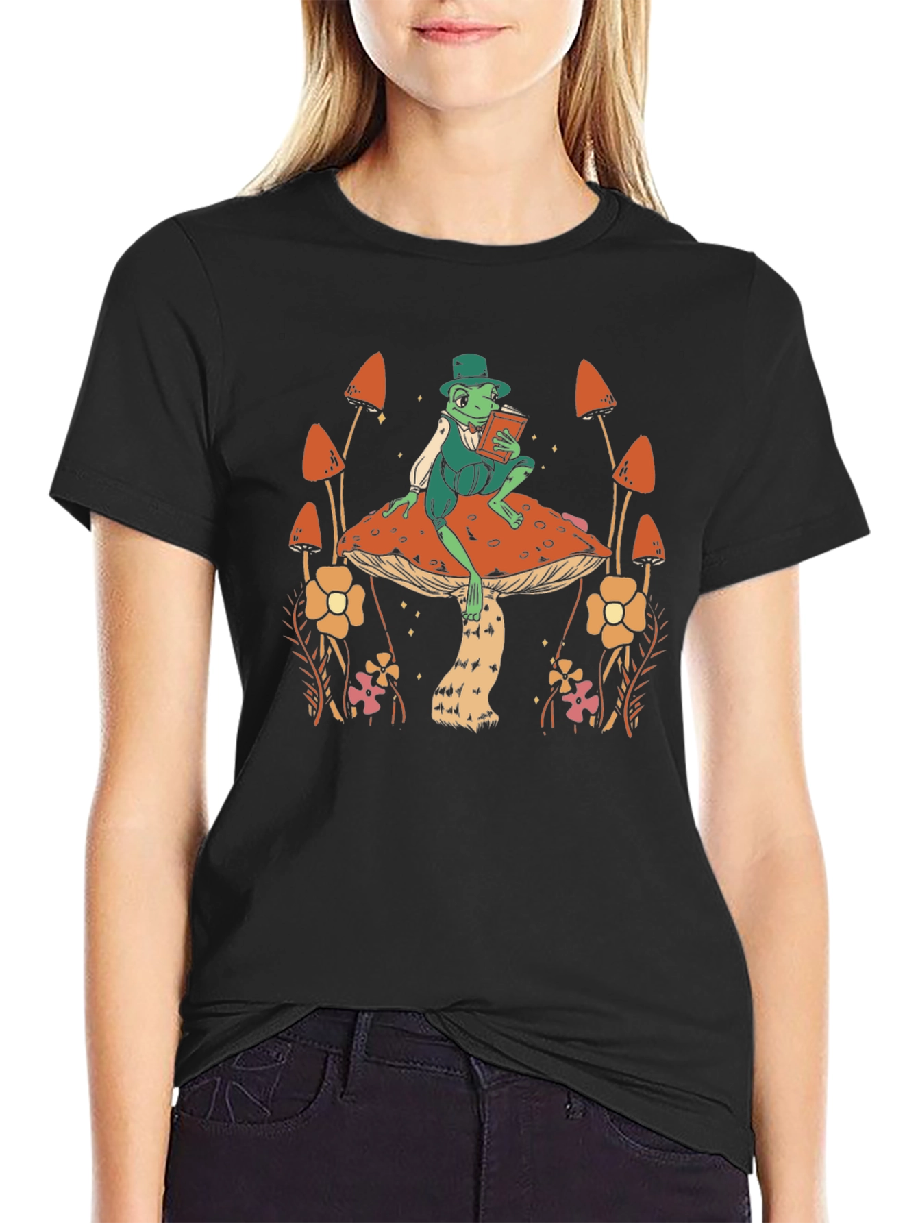 Whimsical Frog on Mushroom T-Shirt