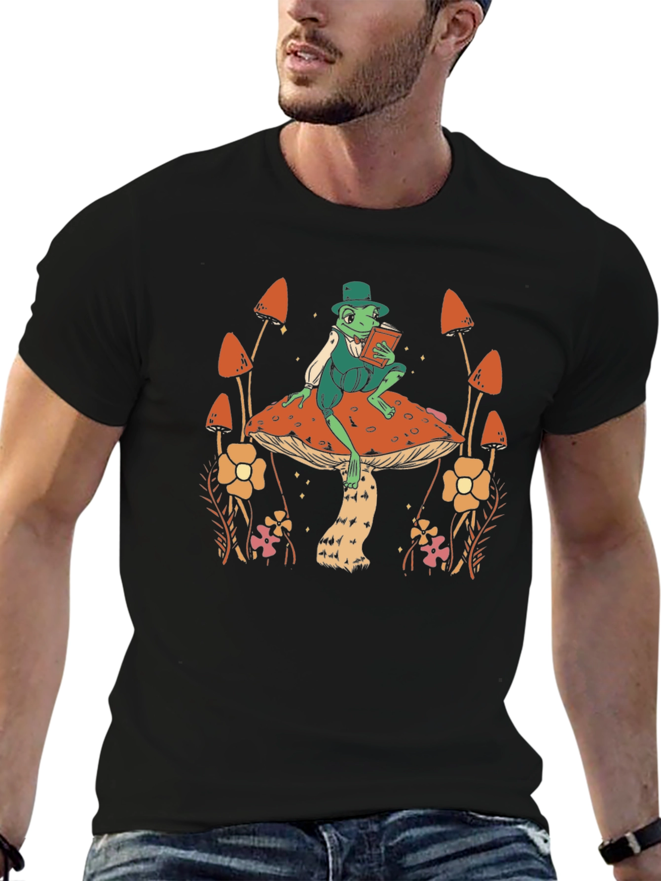 Whimsical Frog on Mushroom T-Shirt