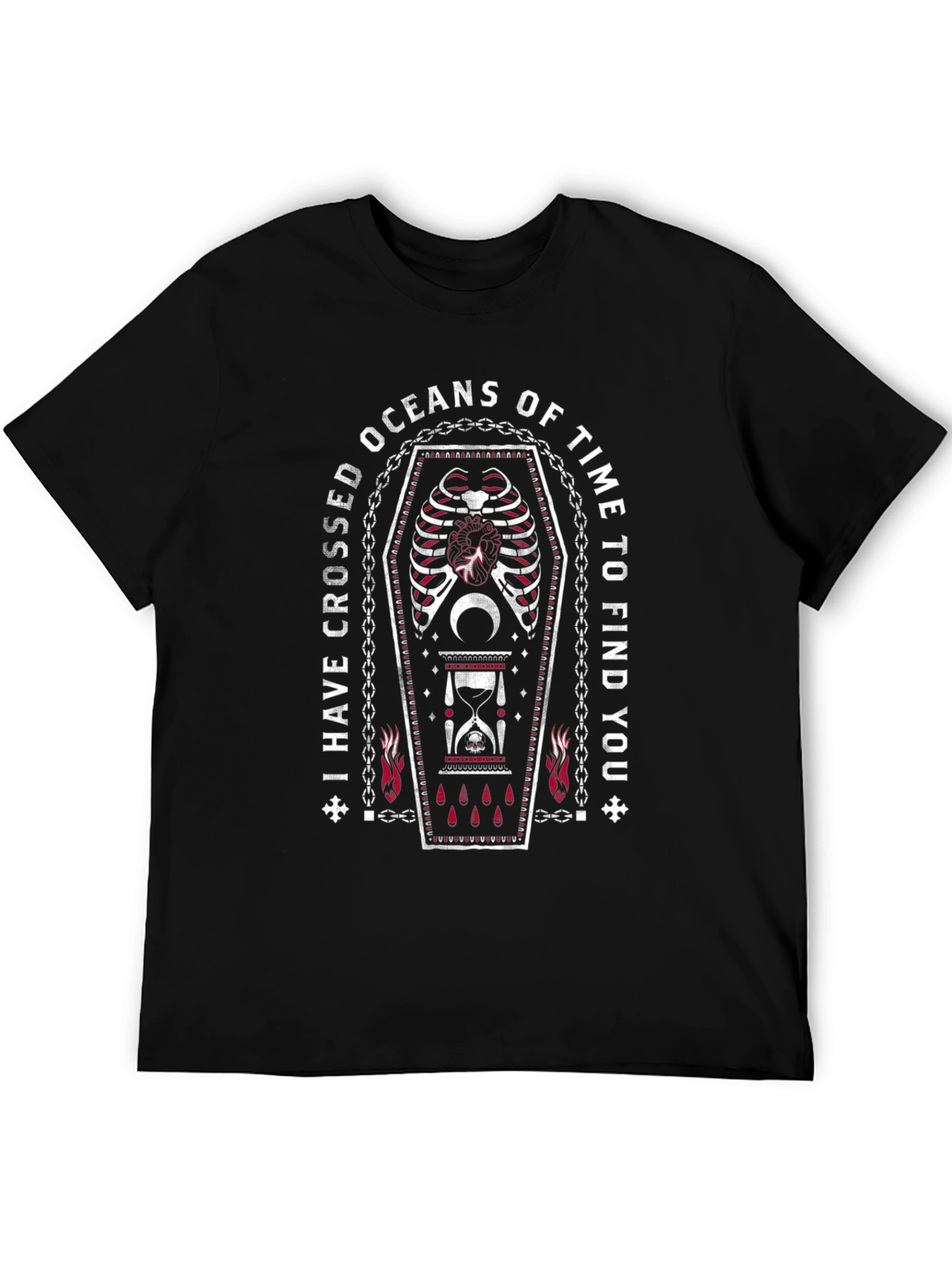 Gothic Coffin Skeleton Rib Cage Black T-Shirt