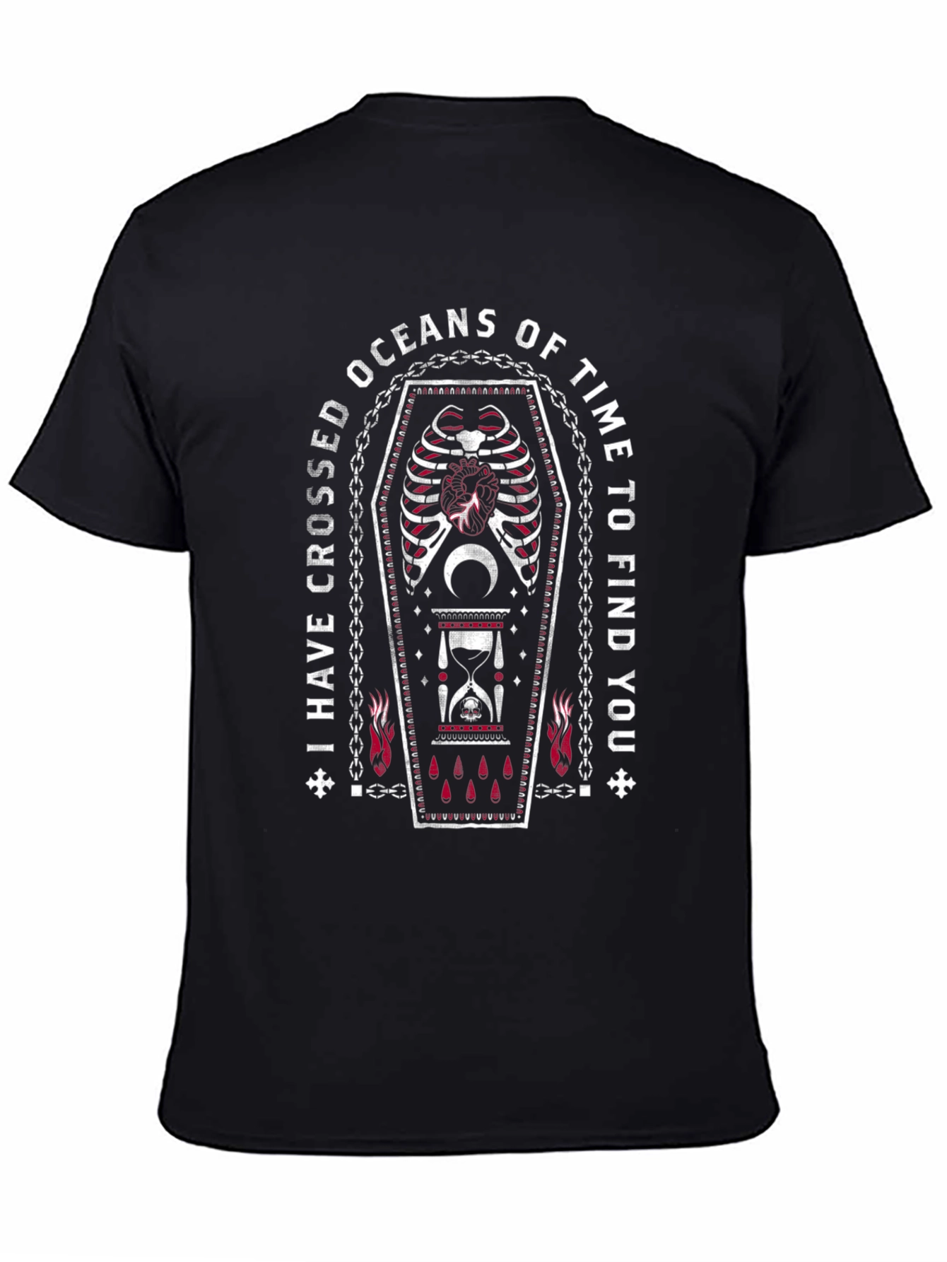 Gothic Coffin Skeleton Rib Cage Black T-Shirt
