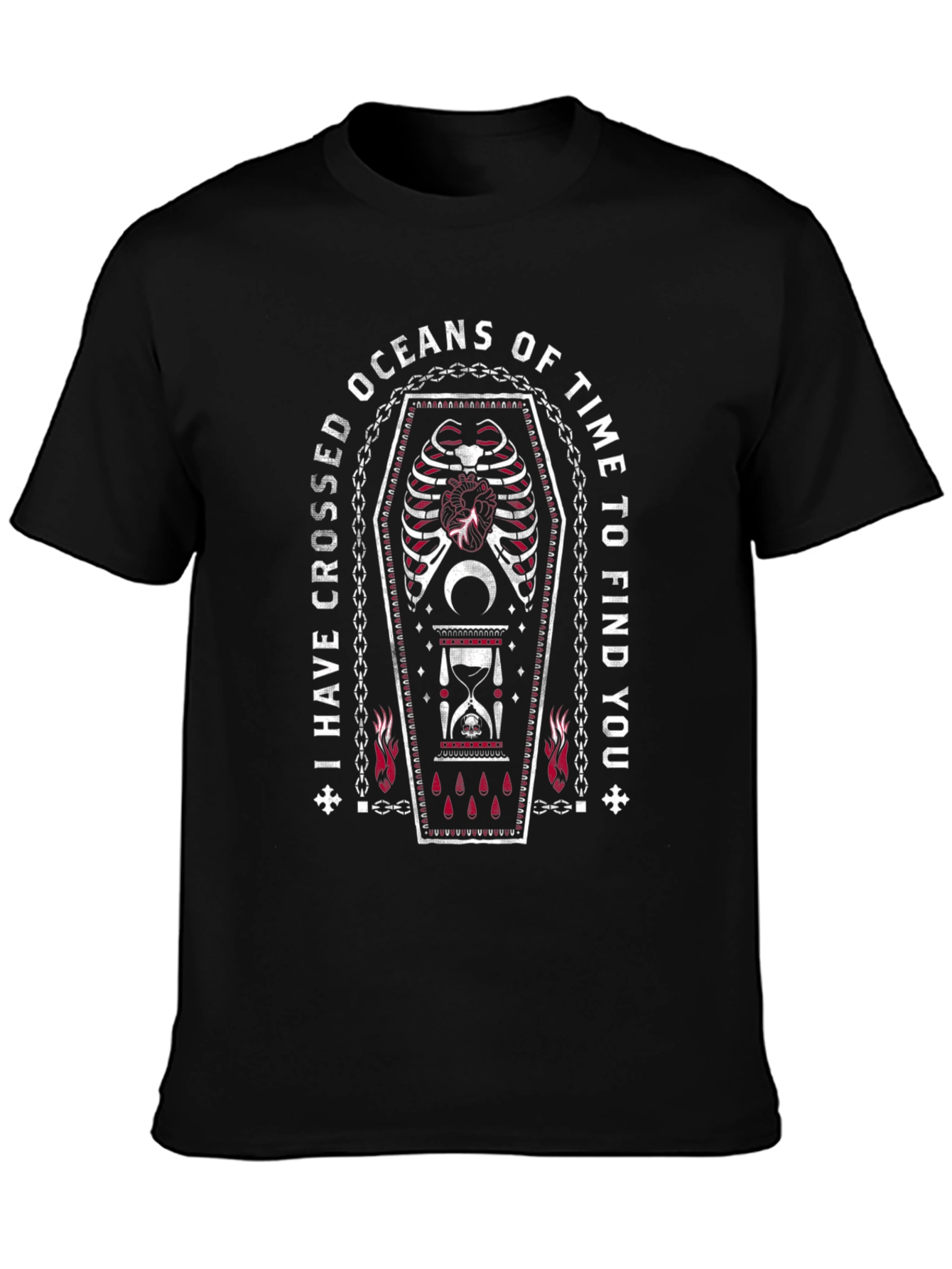 Gothic Coffin Skeleton Rib Cage Black T-Shirt