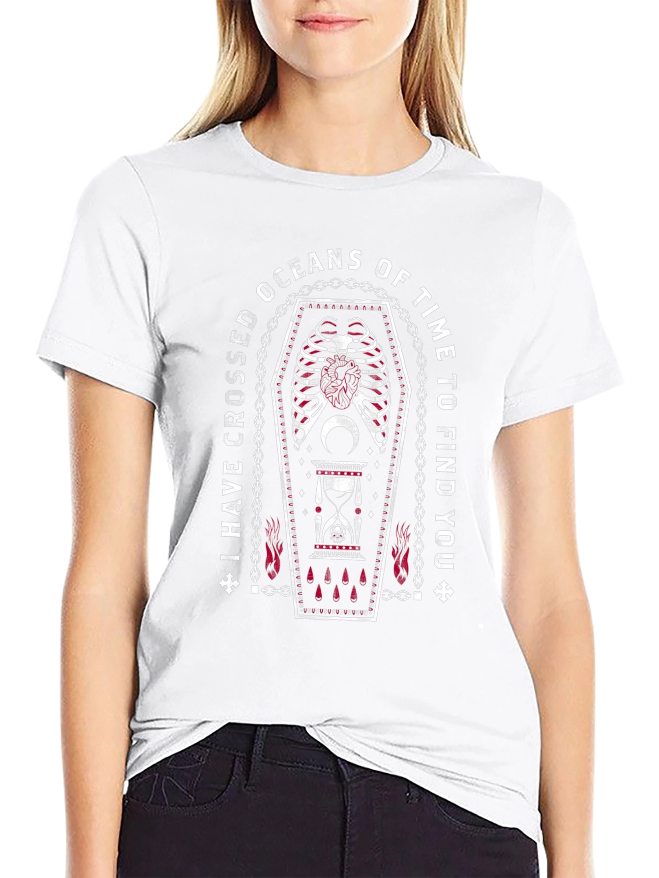 Gothic Coffin Skeleton Rib Cage Black T-Shirt