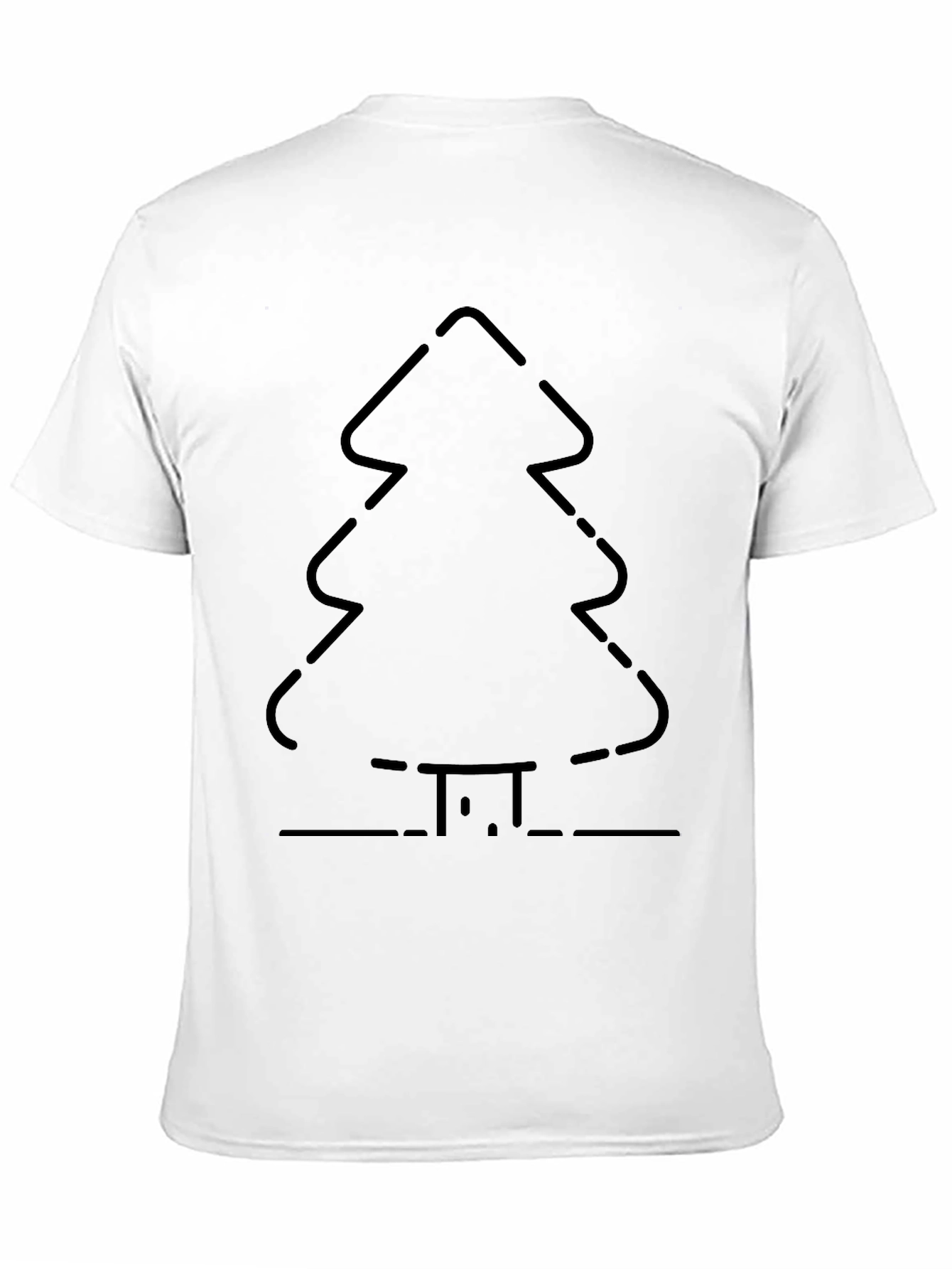 Christmas Tree Outline Graphic Tee - Black Cotton