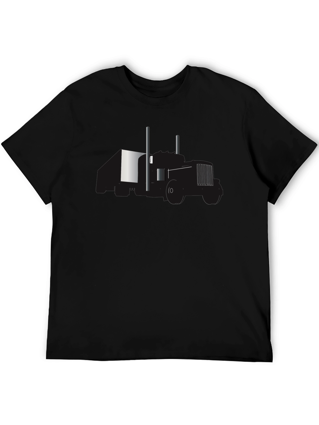 Black Tee with Minimalist Tractor Design