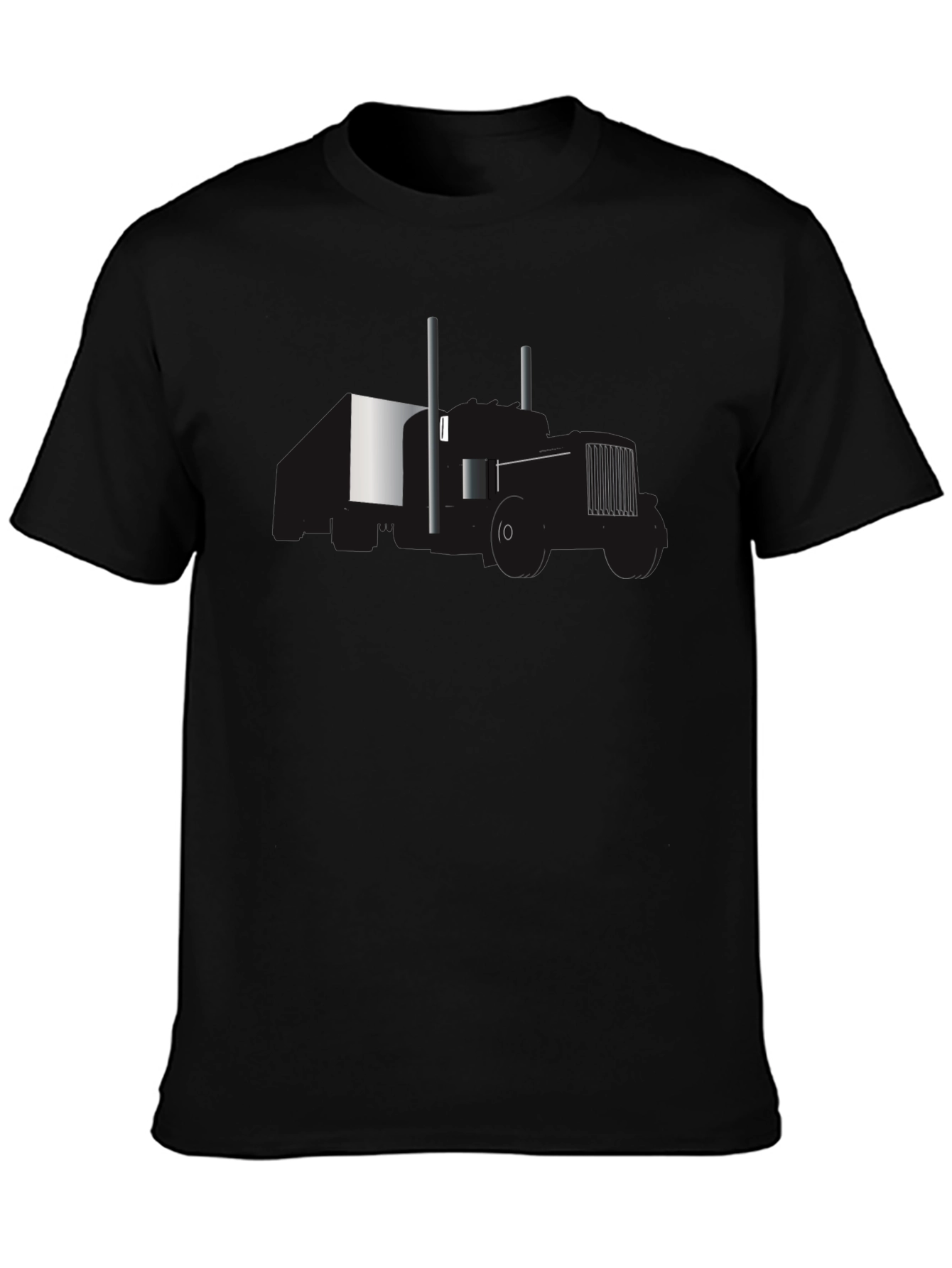 Black Tee with Minimalist Tractor Design