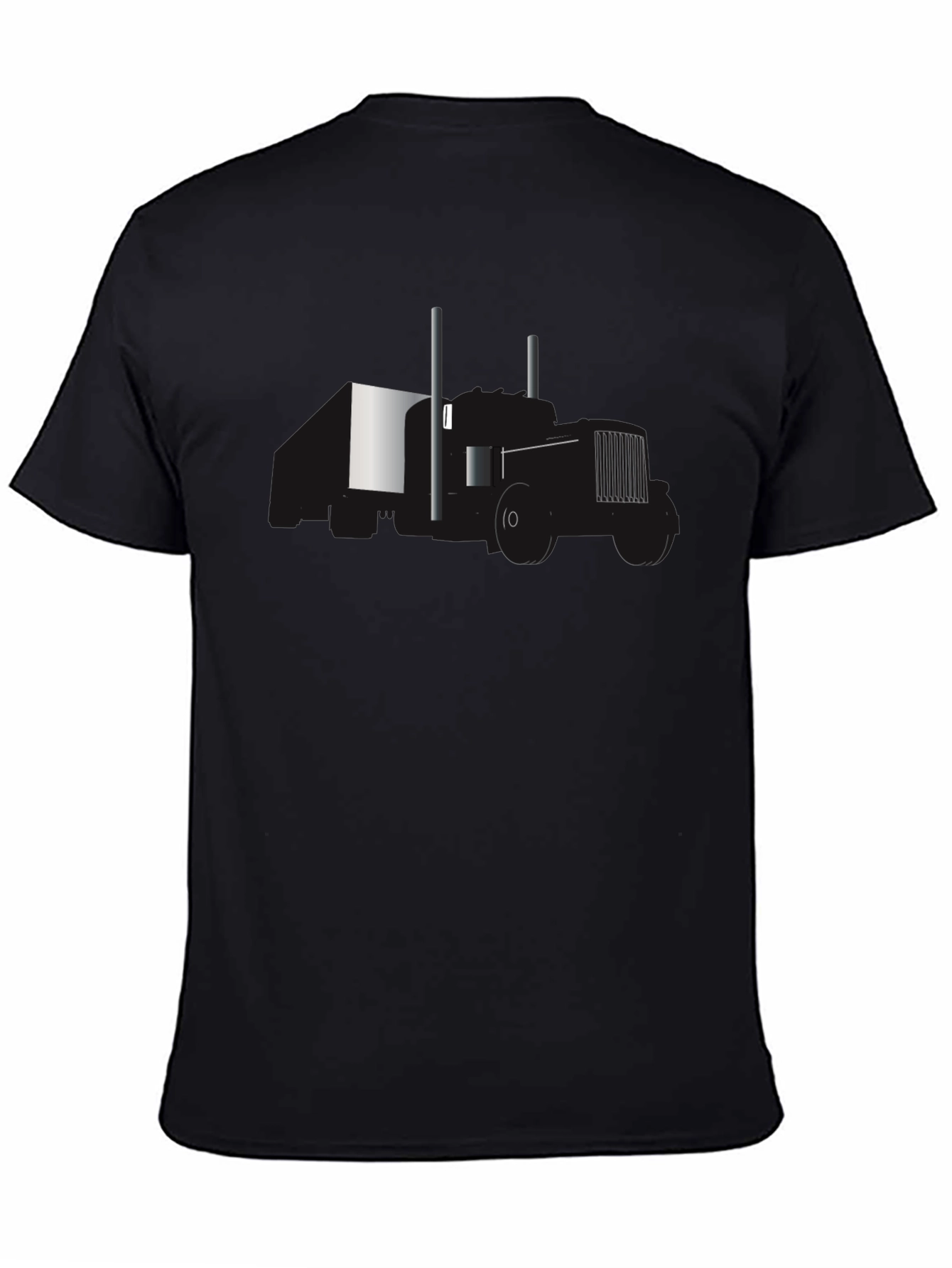 Black Tee with Minimalist Tractor Design