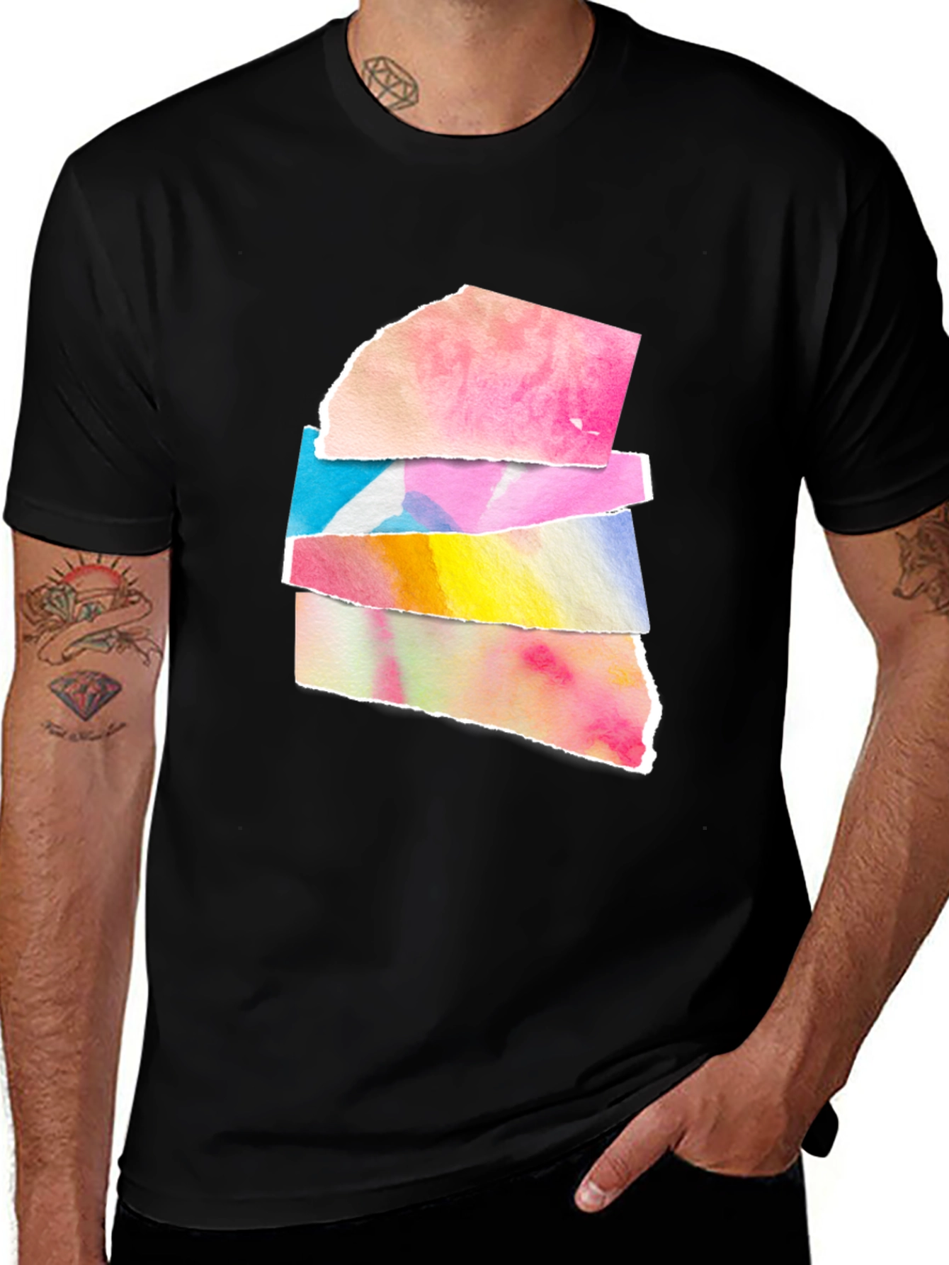 Abstract Watercolor Black T-Shirt