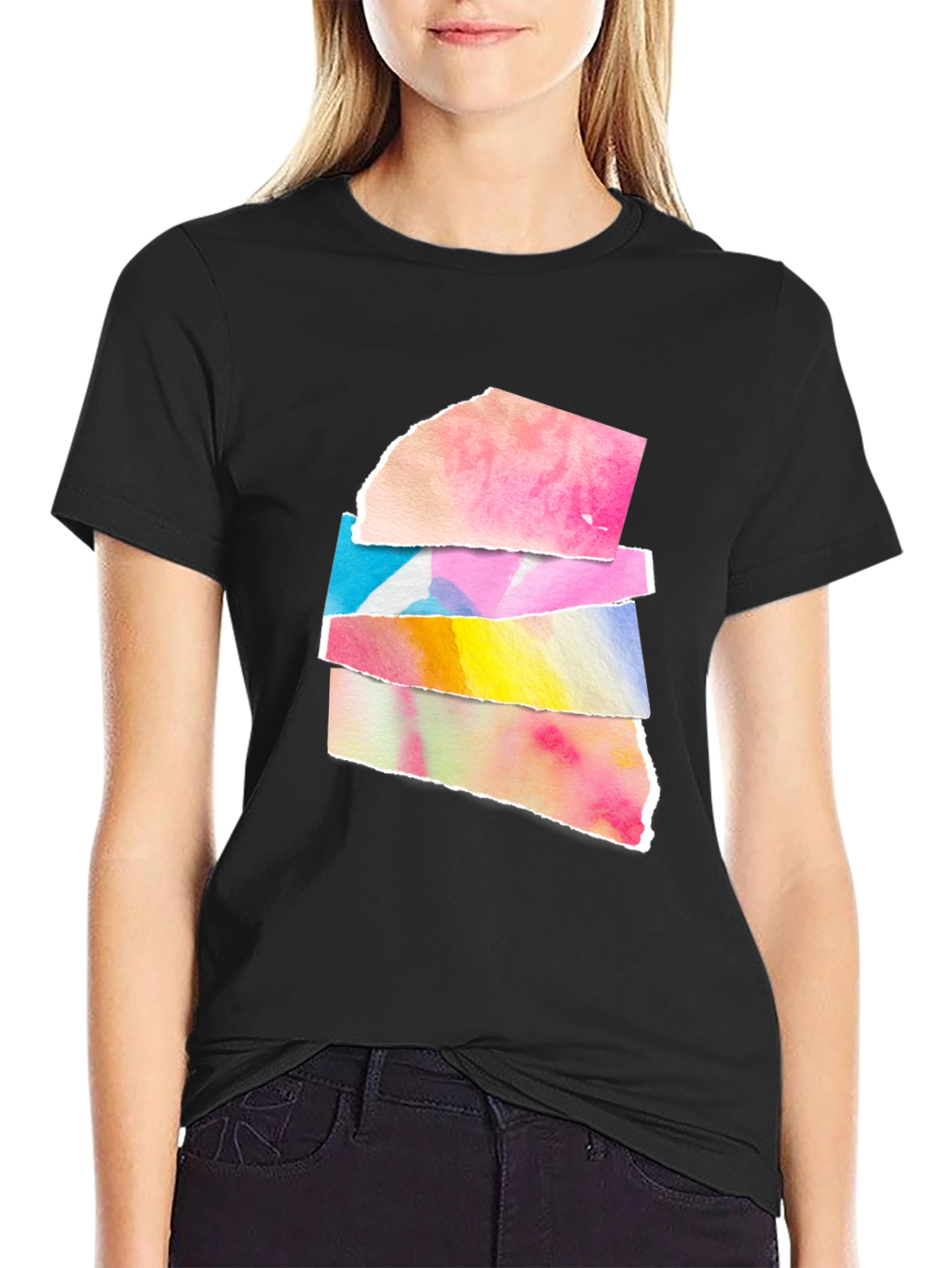 Abstract Watercolor Black T-Shirt