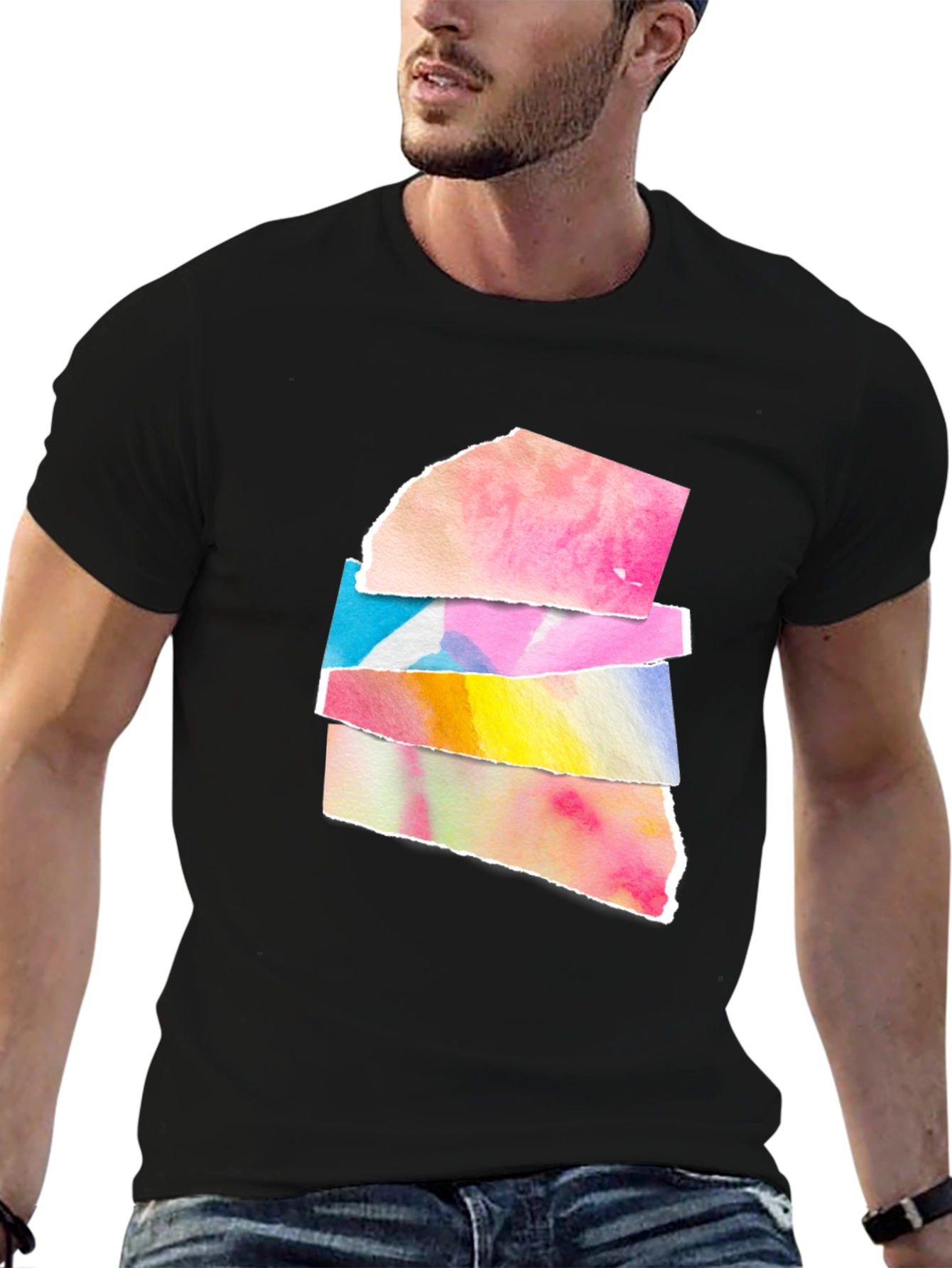 Abstract Watercolor Black T-Shirt