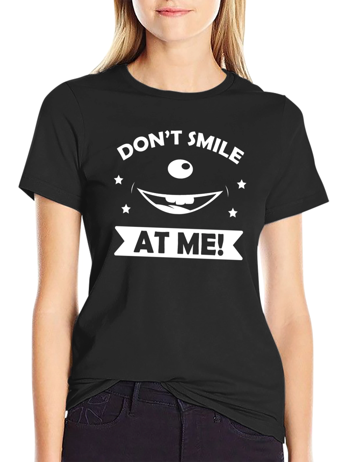 Dont Smile At Me Graphic Black T-Shirt