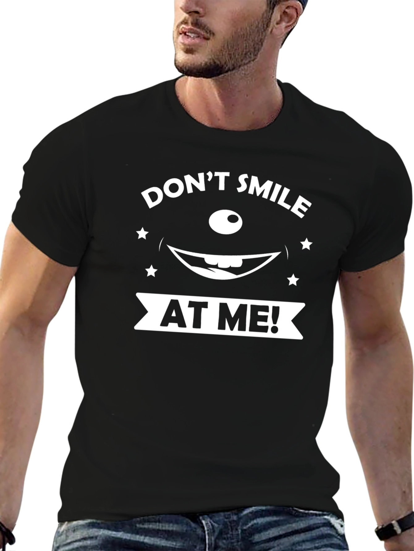 Dont Smile At Me Graphic Black T-Shirt