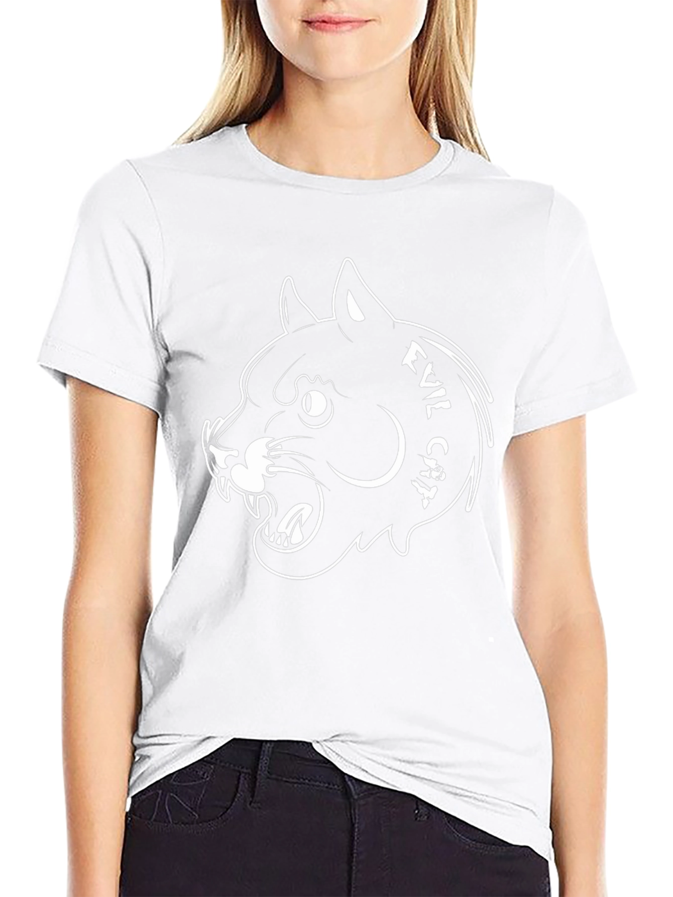 Evil Cat Graphic T-Shirt - Black Cotton Tee