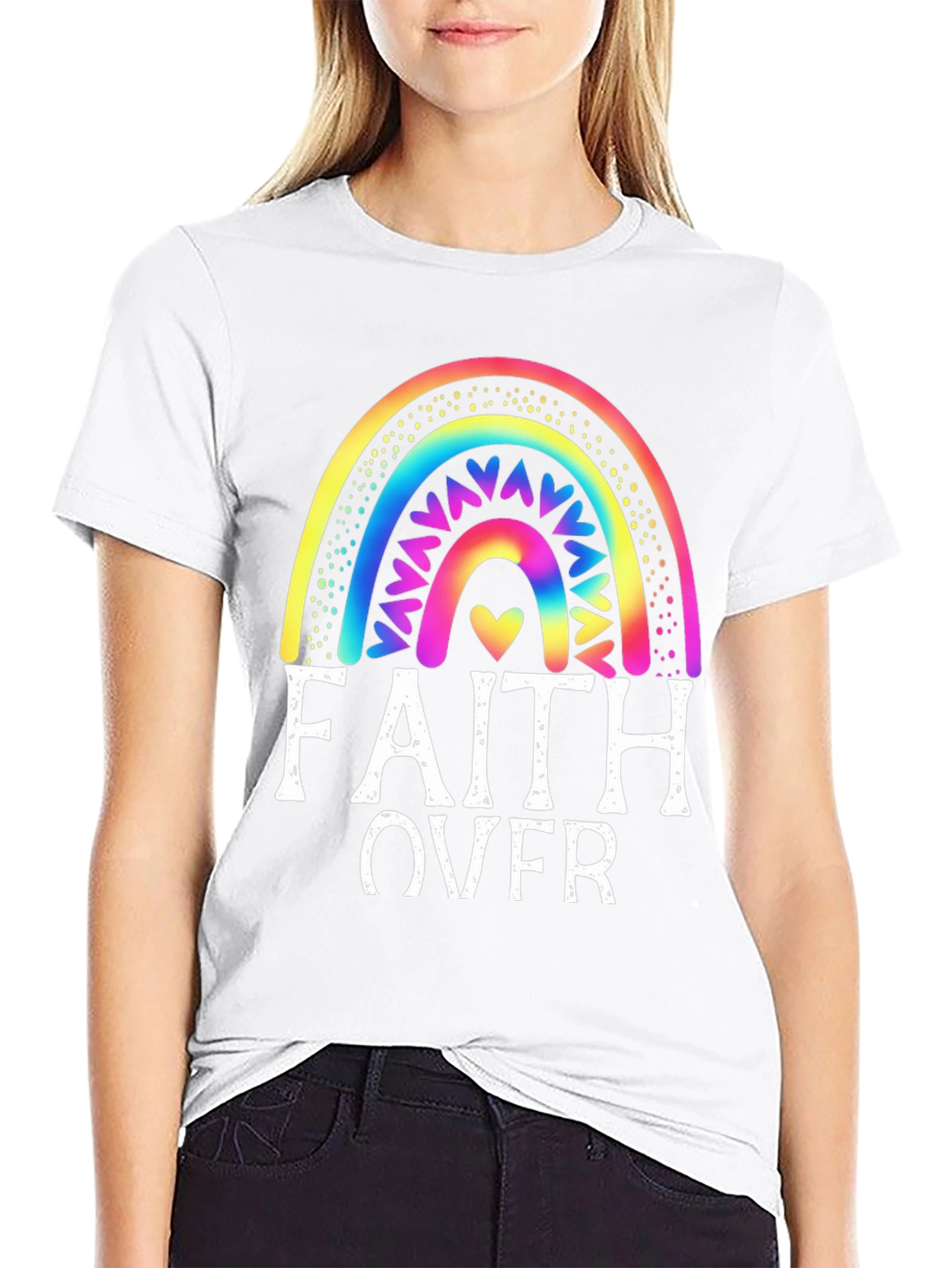 Faith Over Fear Rainbow Graphic Tee
