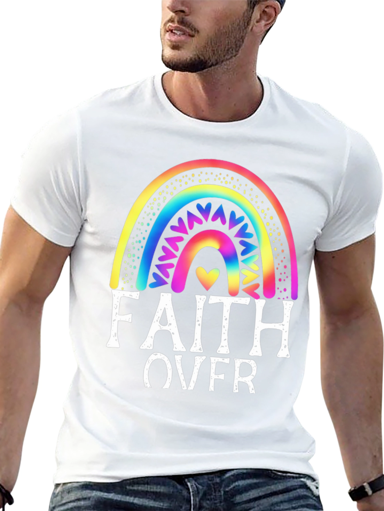Faith Over Fear Rainbow Graphic Tee