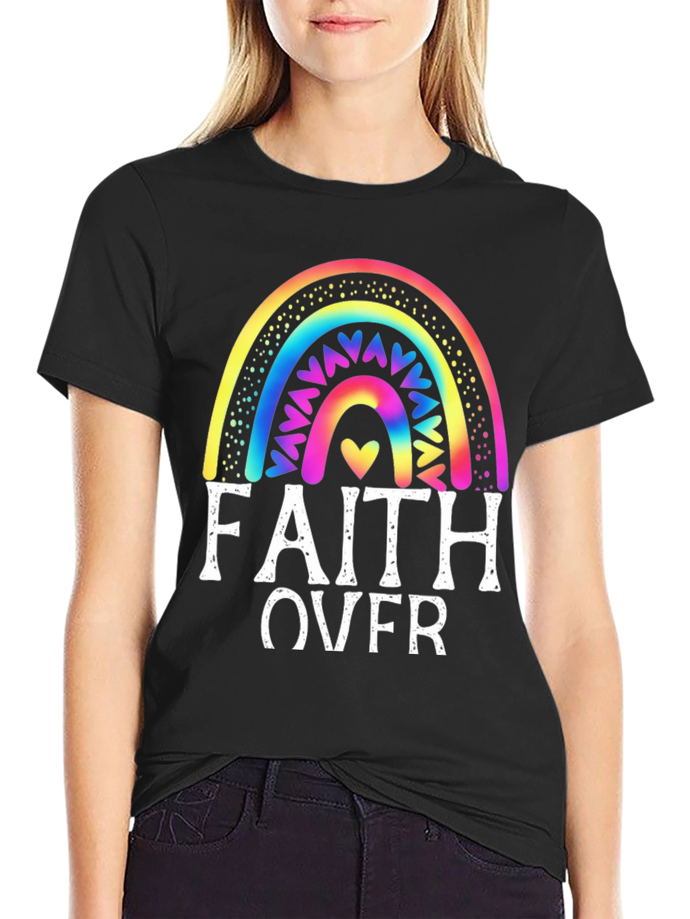 Faith Over Fear Rainbow Graphic Tee