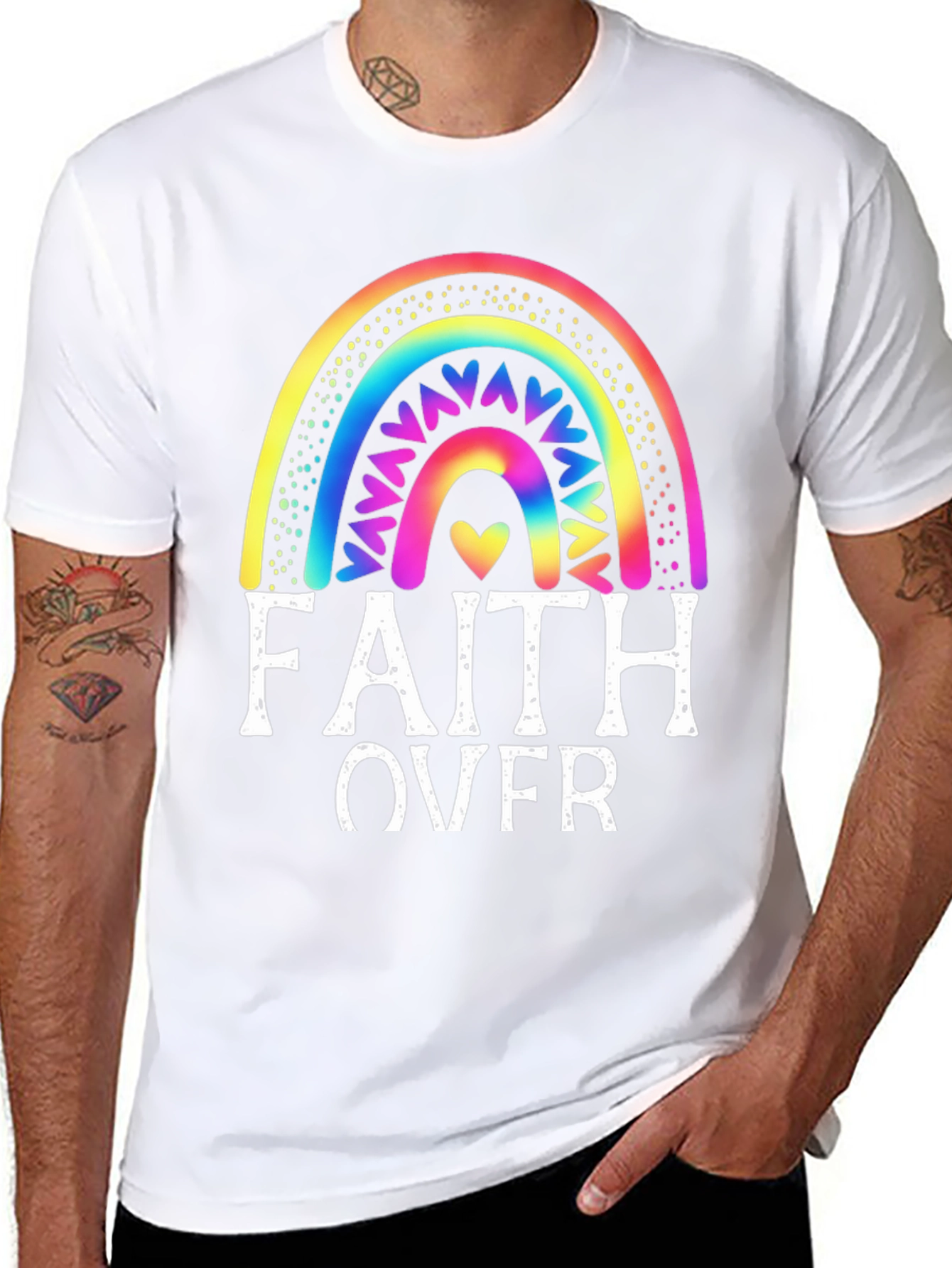 Faith Over Fear Rainbow Graphic Tee
