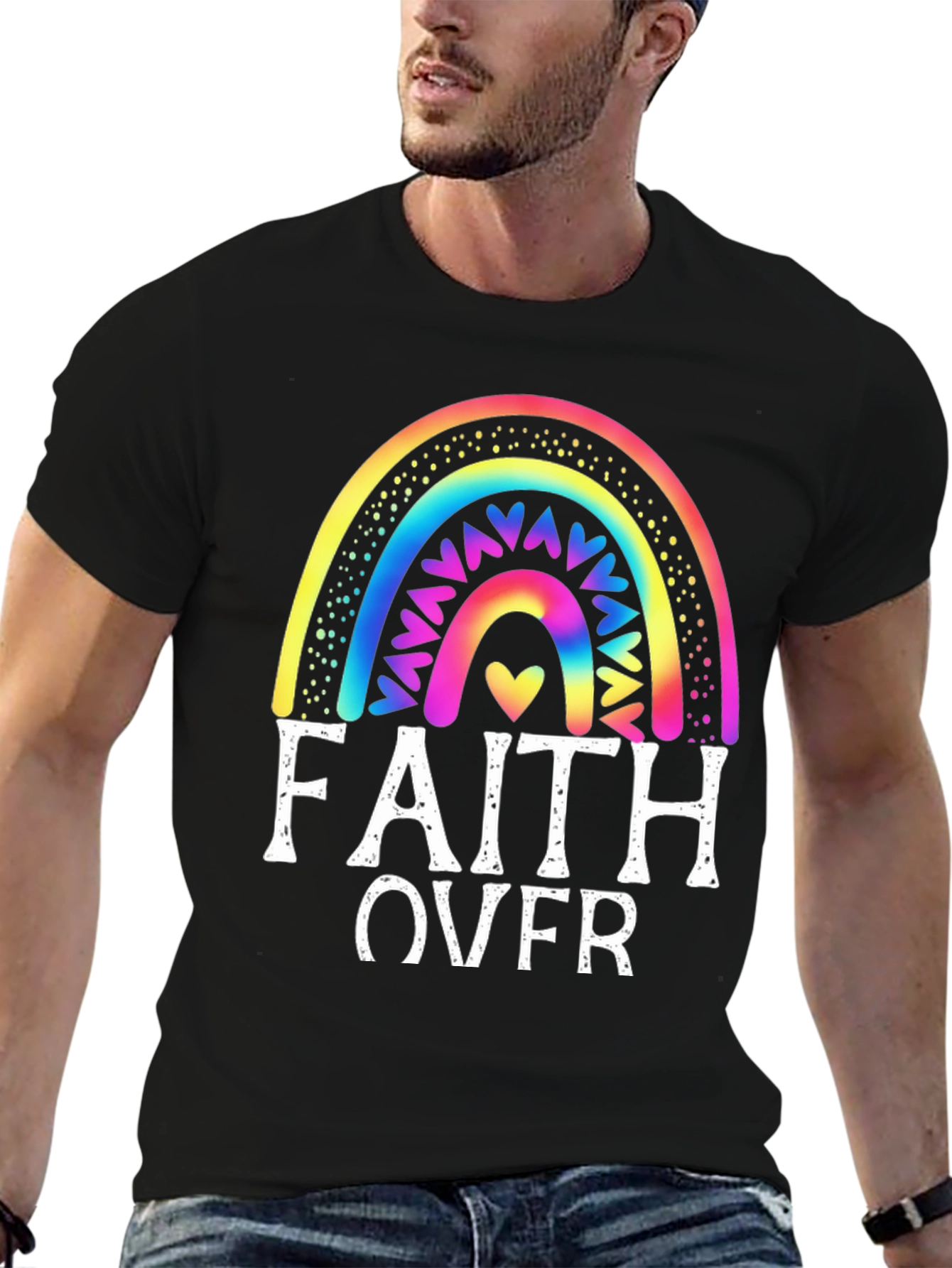 Faith Over Fear Rainbow Graphic Tee