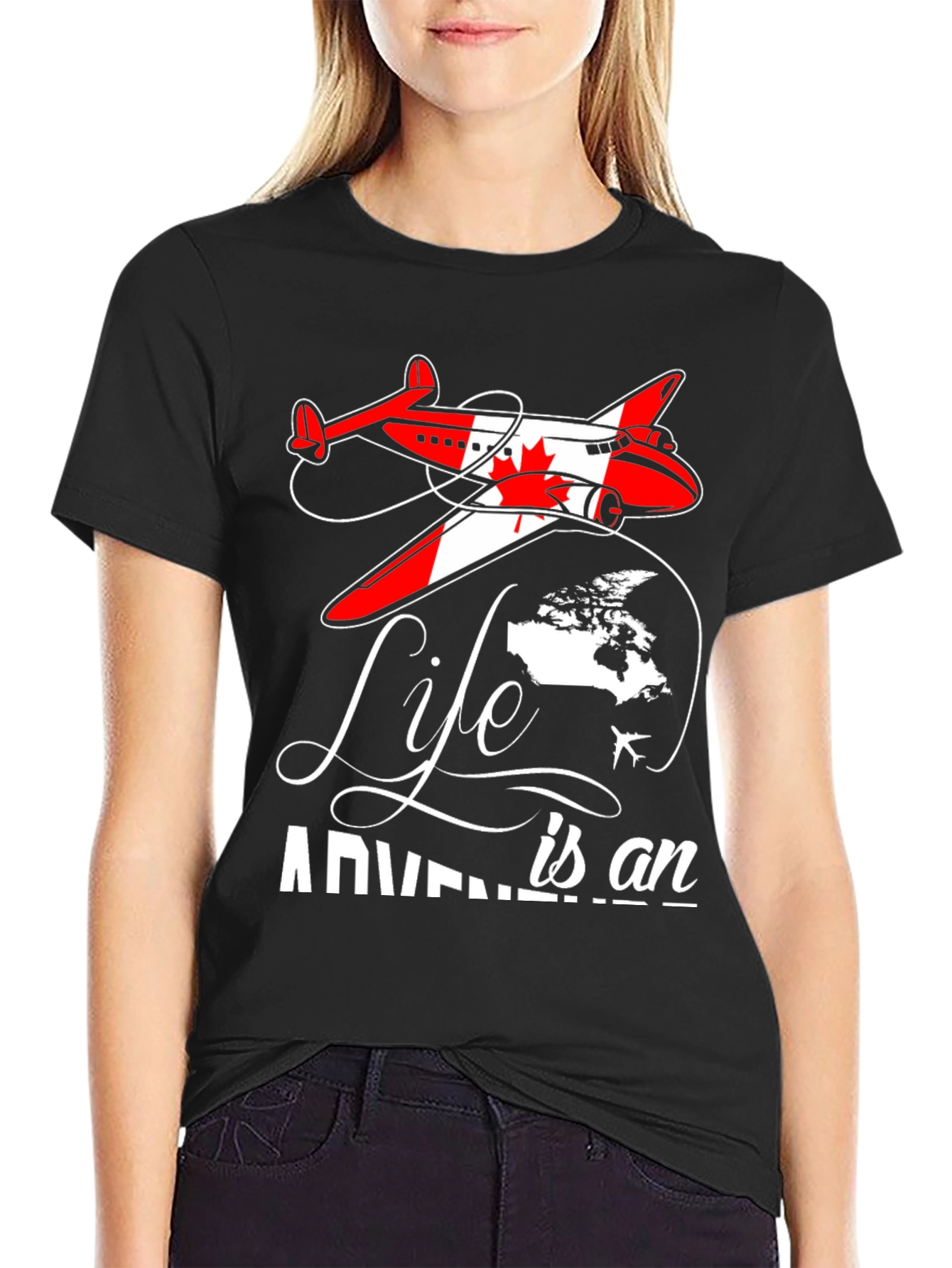 Life is an Adventure Canada Airplane Graphic T-Shirt
