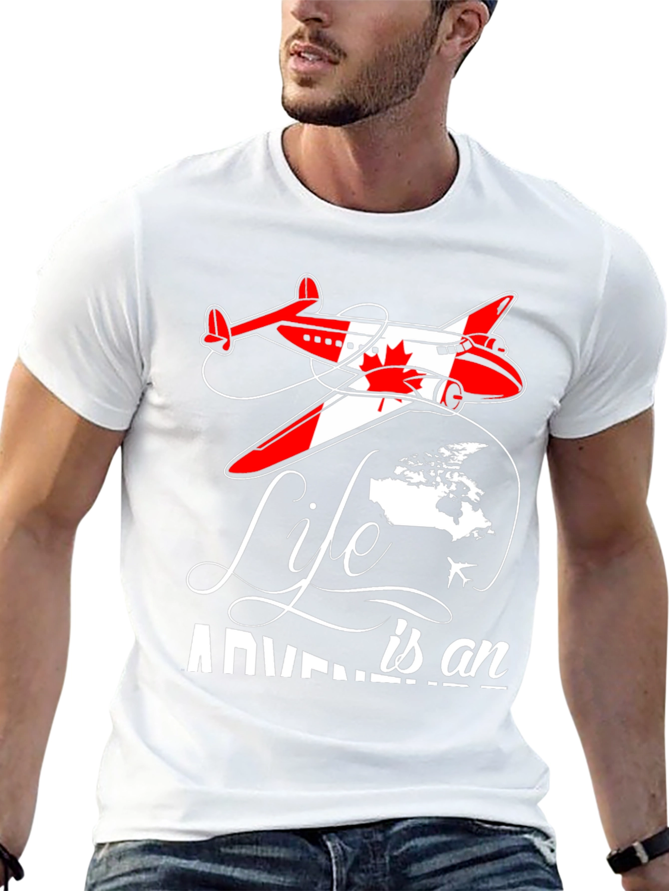 Life is an Adventure Canada Airplane Graphic T-Shirt