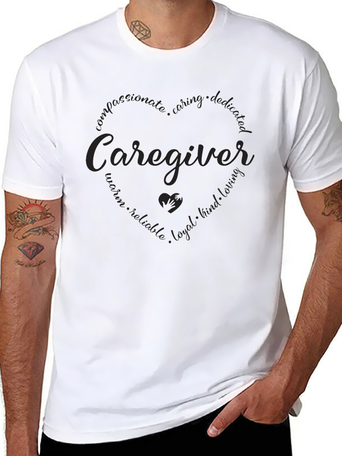 Caregiver Heart Graphic Black Tee