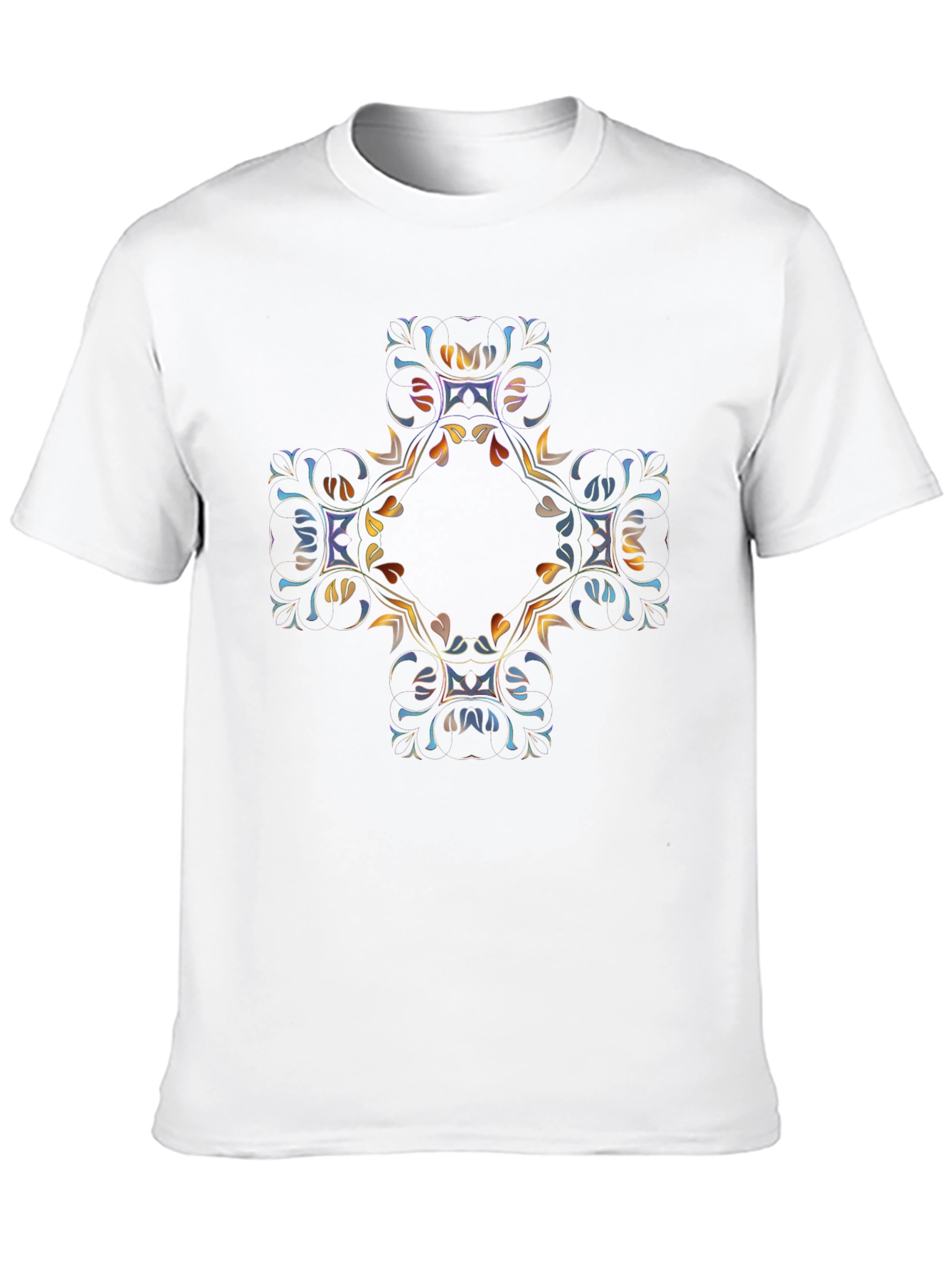 Abstract Floral Cross Graphic Black T-Shirt