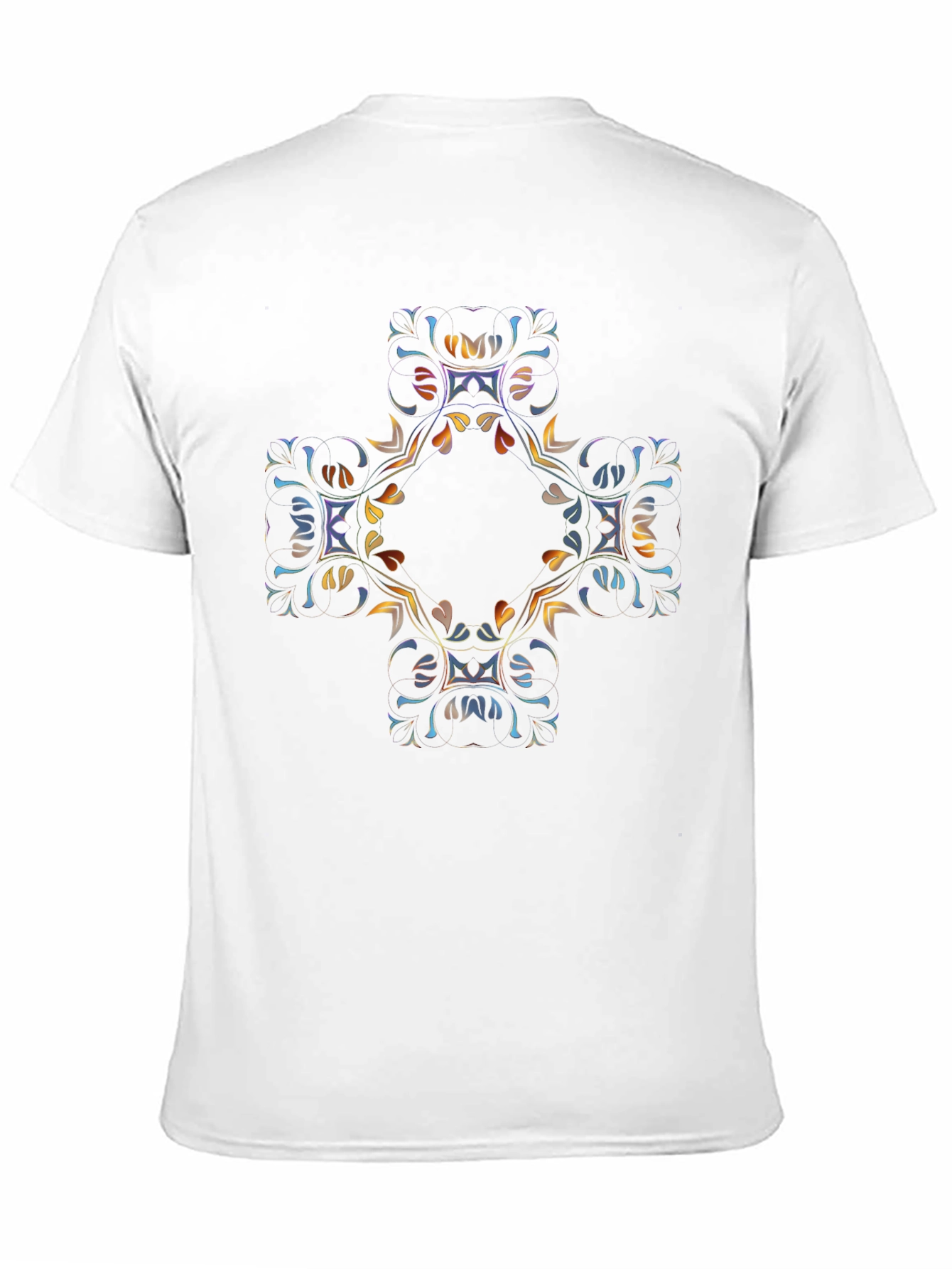 Abstract Floral Cross Graphic Black T-Shirt