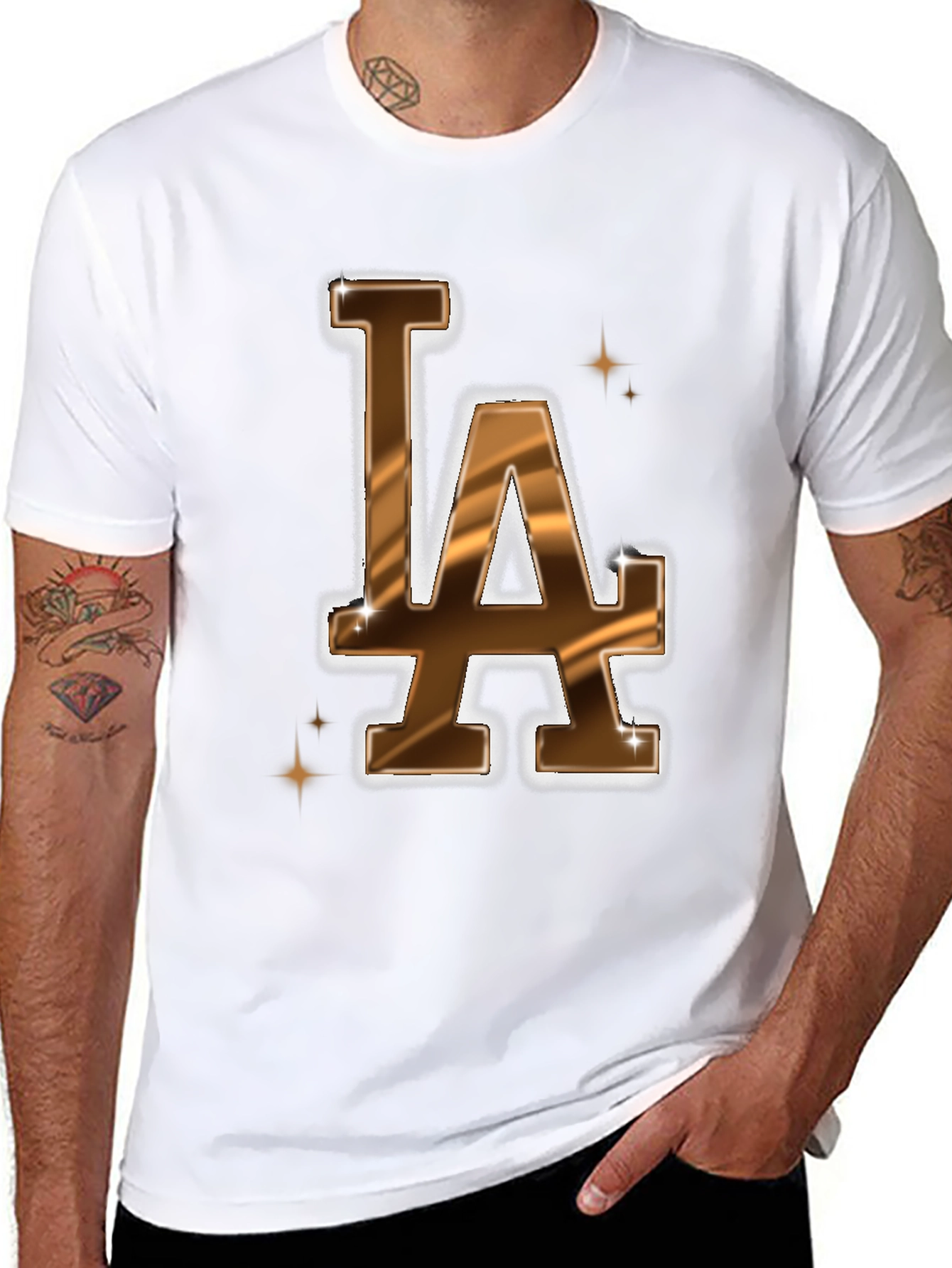LA Dodgers Inspired Brown & Gold Mens Graphic Tee