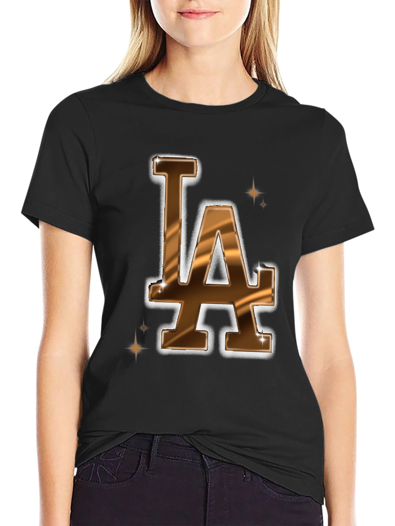 LA Dodgers Inspired Brown & Gold Mens Graphic Tee