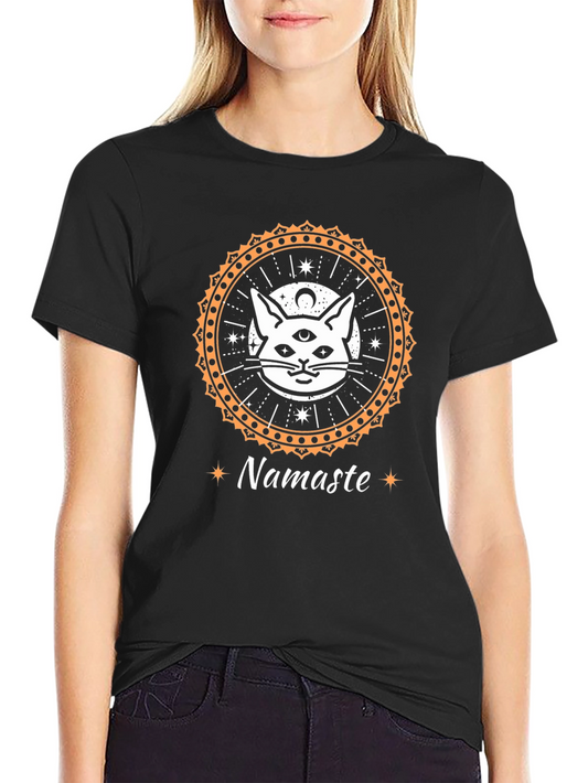 Namaste Cat Graphic Tee - Yoga Meditation Shirt