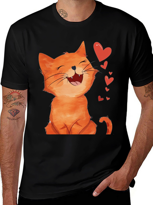 Cute Cartoon Cat Black T-Shirt