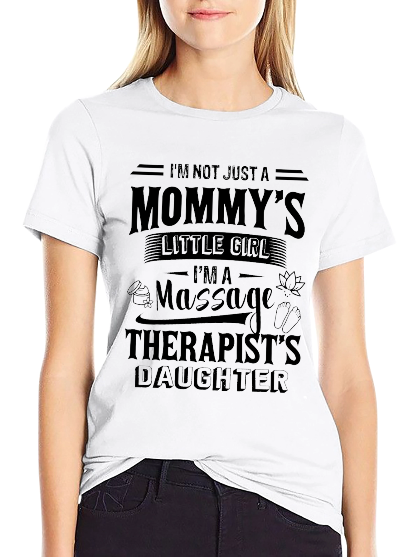 Mommys Little Girl Massage Therapist Daughter Black T-Shirt