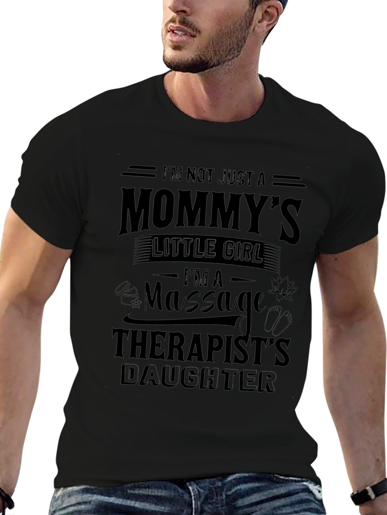 Mommys Little Girl Massage Therapist Daughter Black T-Shirt