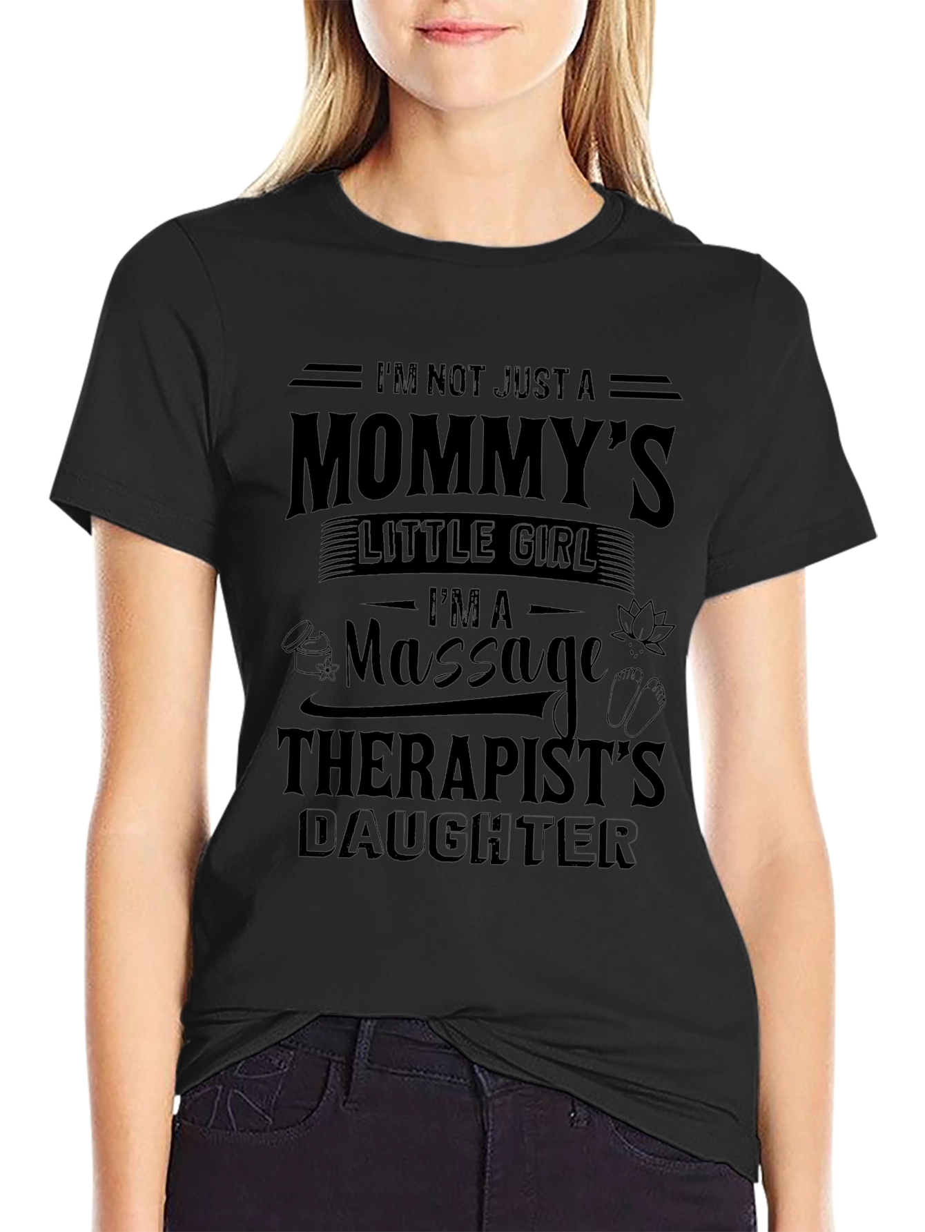 Mommys Little Girl Massage Therapist Daughter Black T-Shirt