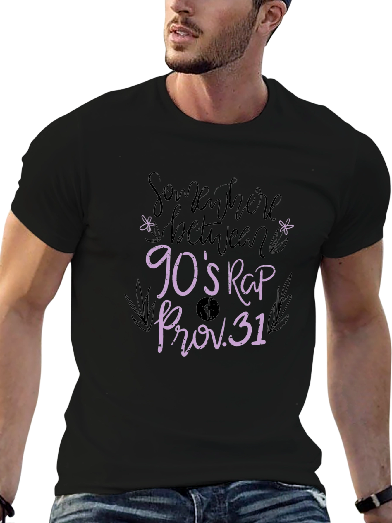 Somewhere Between 90s Rap Proverbs 31 Black T-Shirt