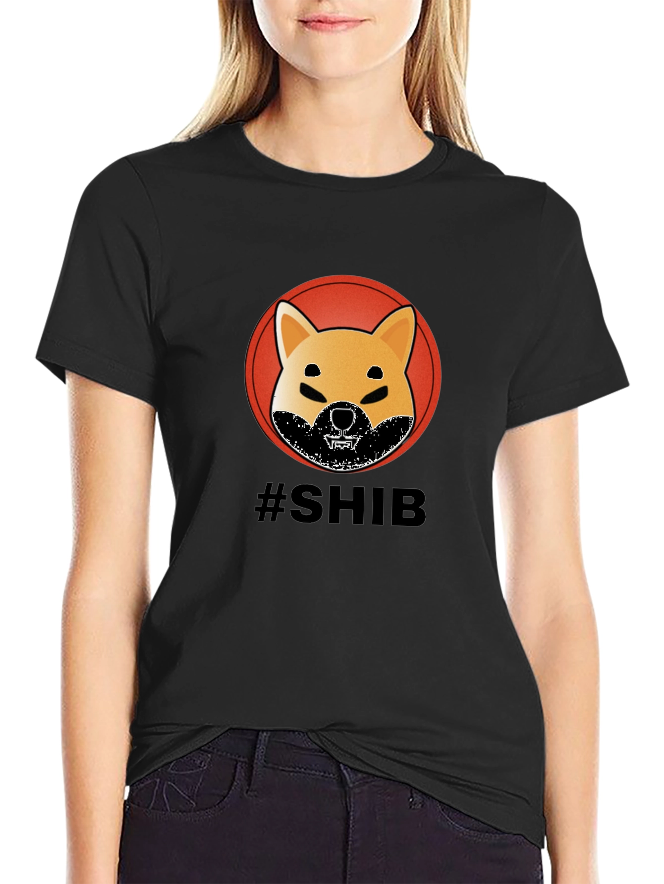 Mens Black SHIB T-Shirt - Crypto Doge