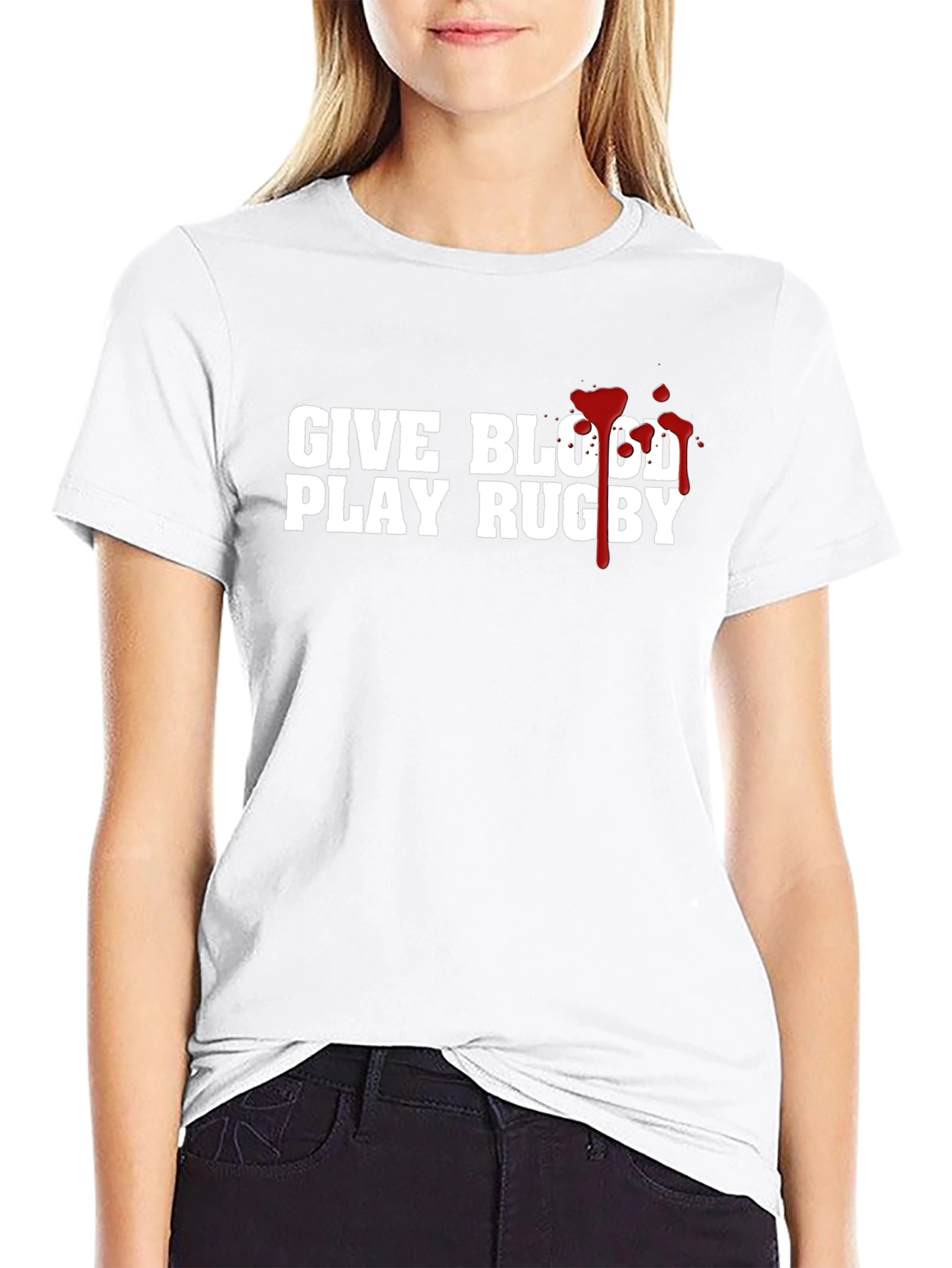 Give Blood Play Rugby Tee - Black Cotton T-Shirt