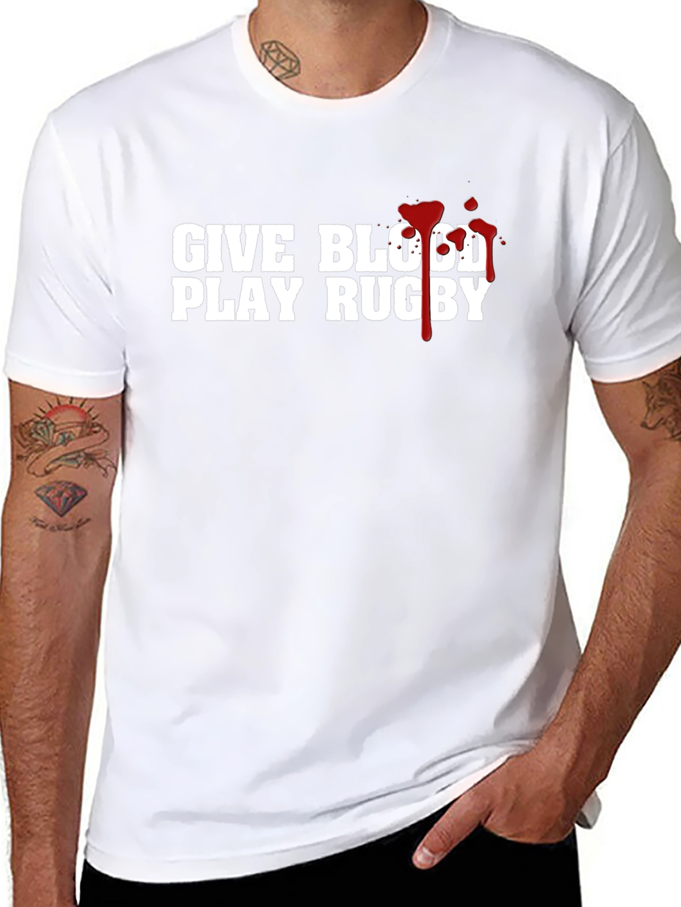 Give Blood Play Rugby Tee - Black Cotton T-Shirt