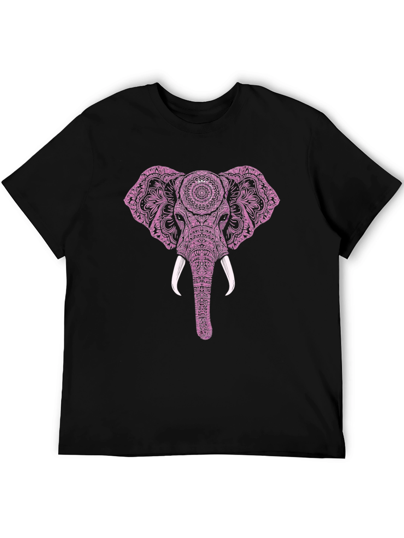 Elephant Mandala Graphic Tee - Black