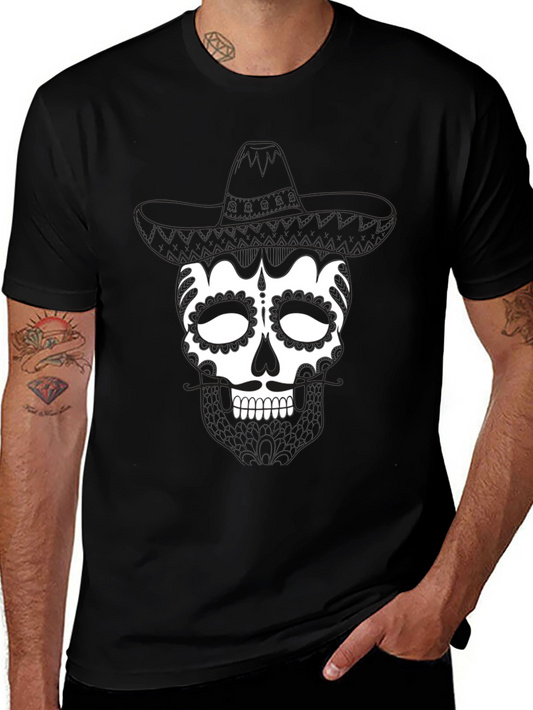 Day of the Dead Skull Tee - Black Cotton T-Shirt