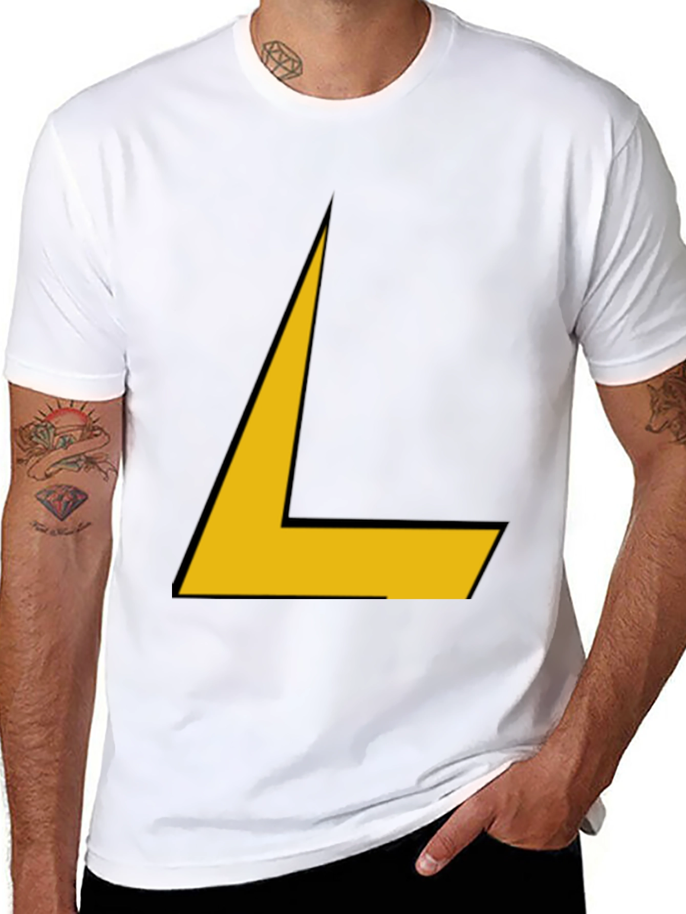 Geometric L Shape Graphic Tee - Bold Black Shirt