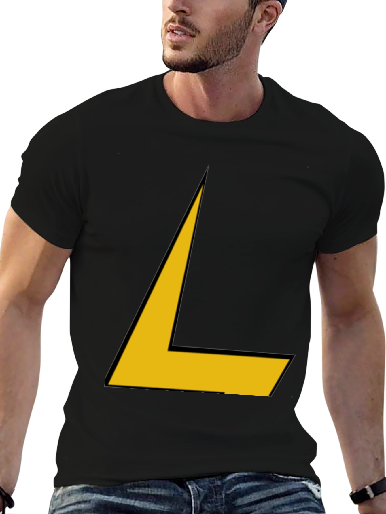 Geometric L Shape Graphic Tee - Bold Black Shirt