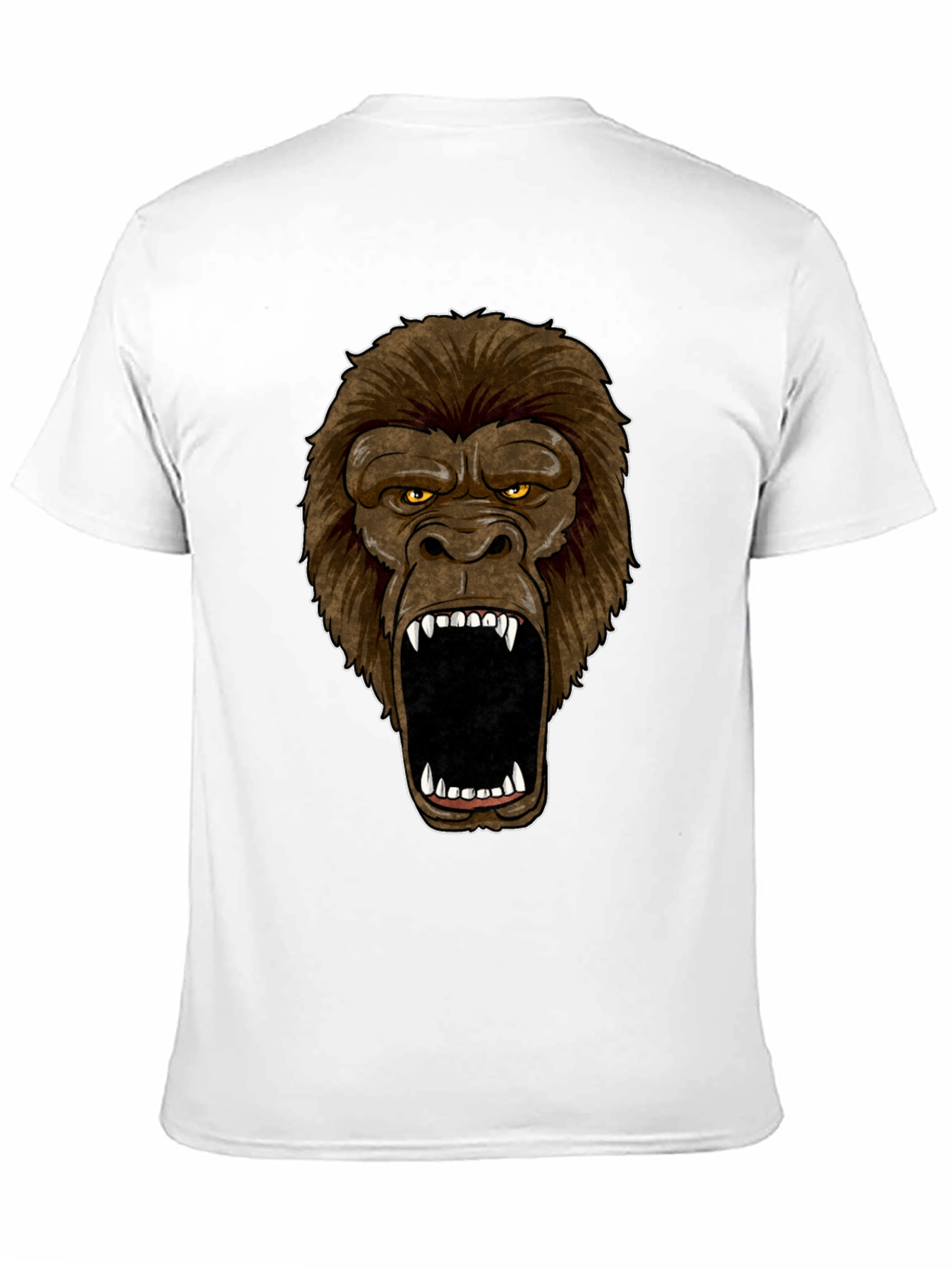Angry Gorilla Face Graphic Print Black T-Shirt