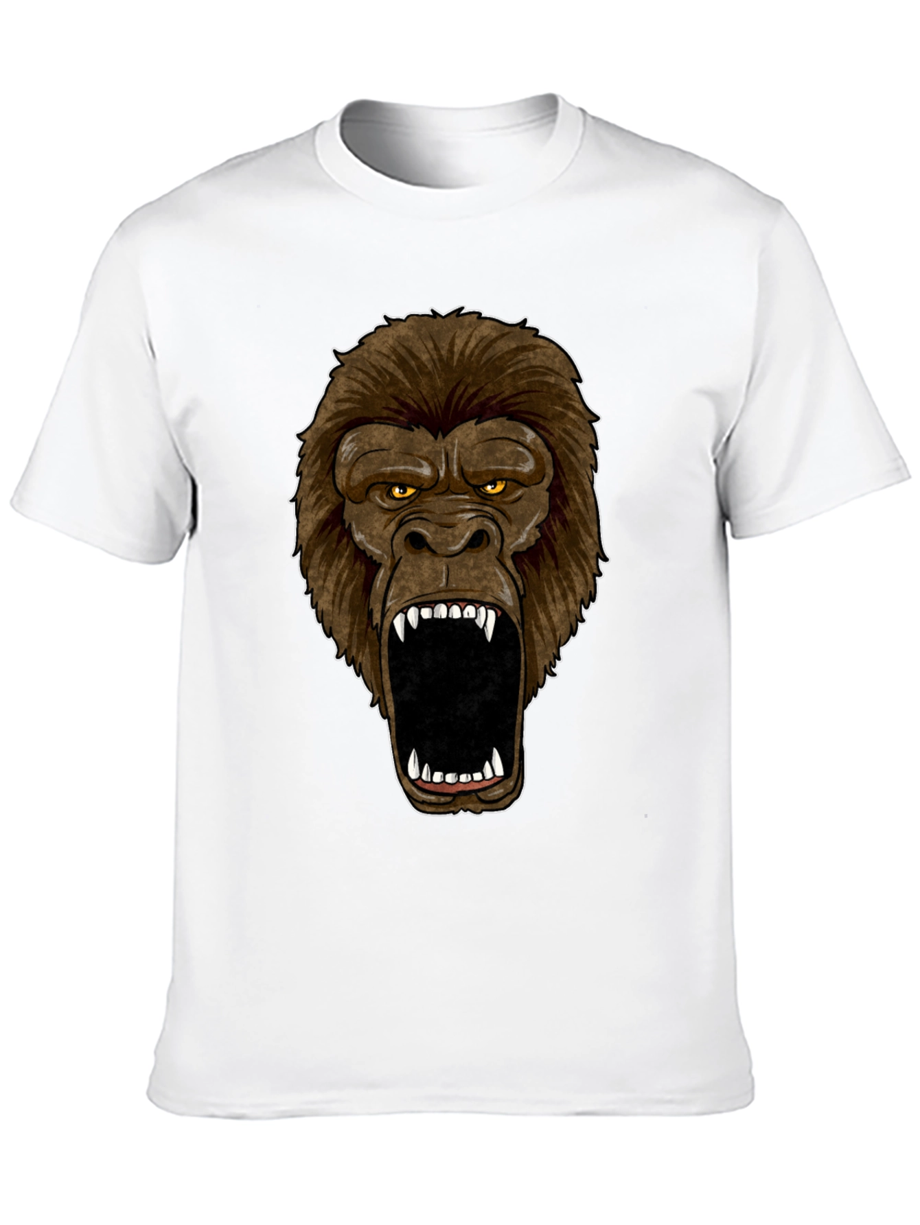 Angry Gorilla Face Graphic Print Black T-Shirt