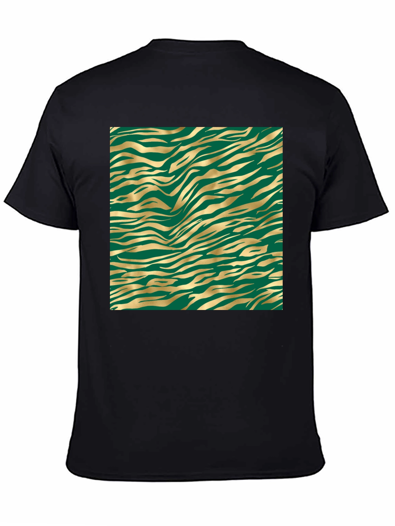 Gold Tiger Stripe Tee - Black Cotton Blend