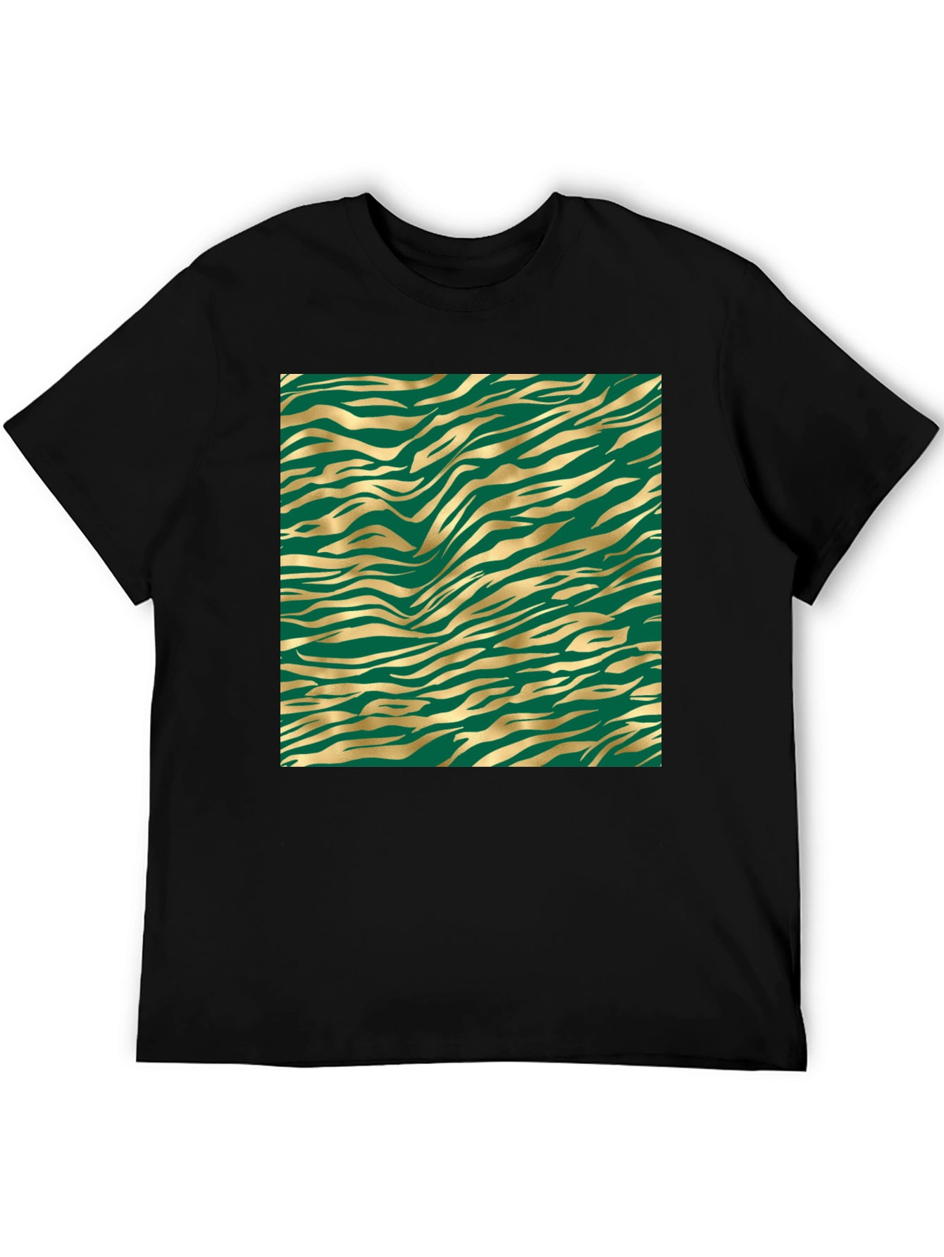 Gold Tiger Stripe Tee - Black Cotton Blend