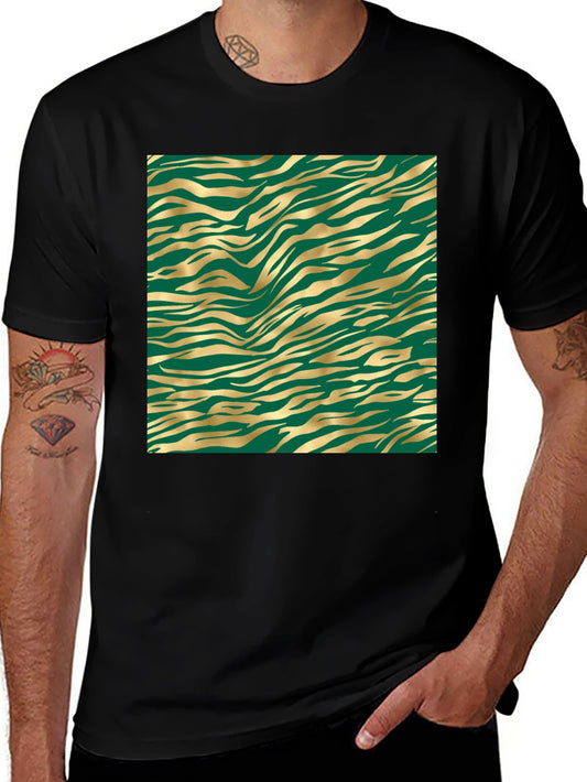 Gold Tiger Stripe Tee - Black Cotton Blend