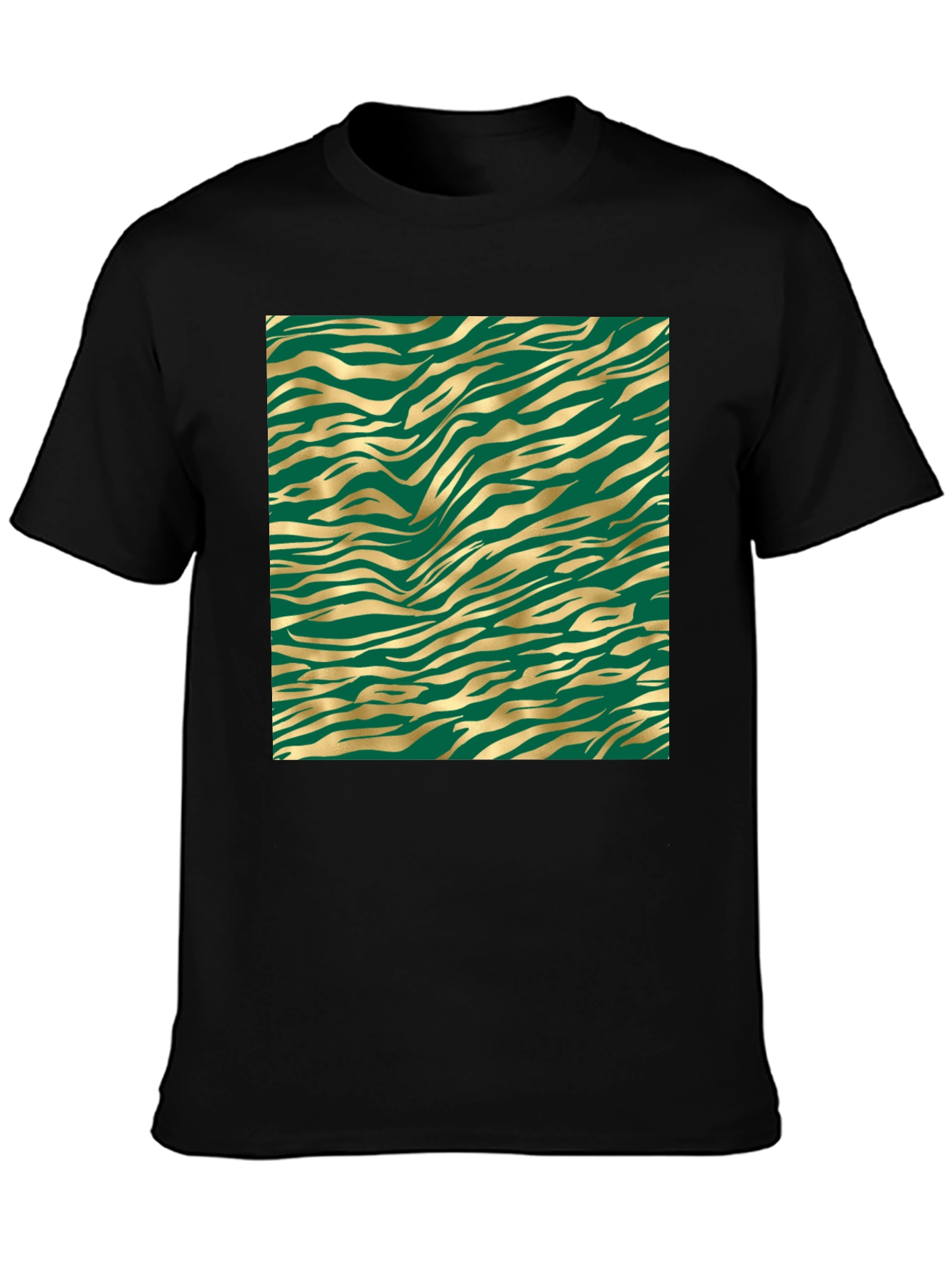 Gold Tiger Stripe Tee - Black Cotton Blend