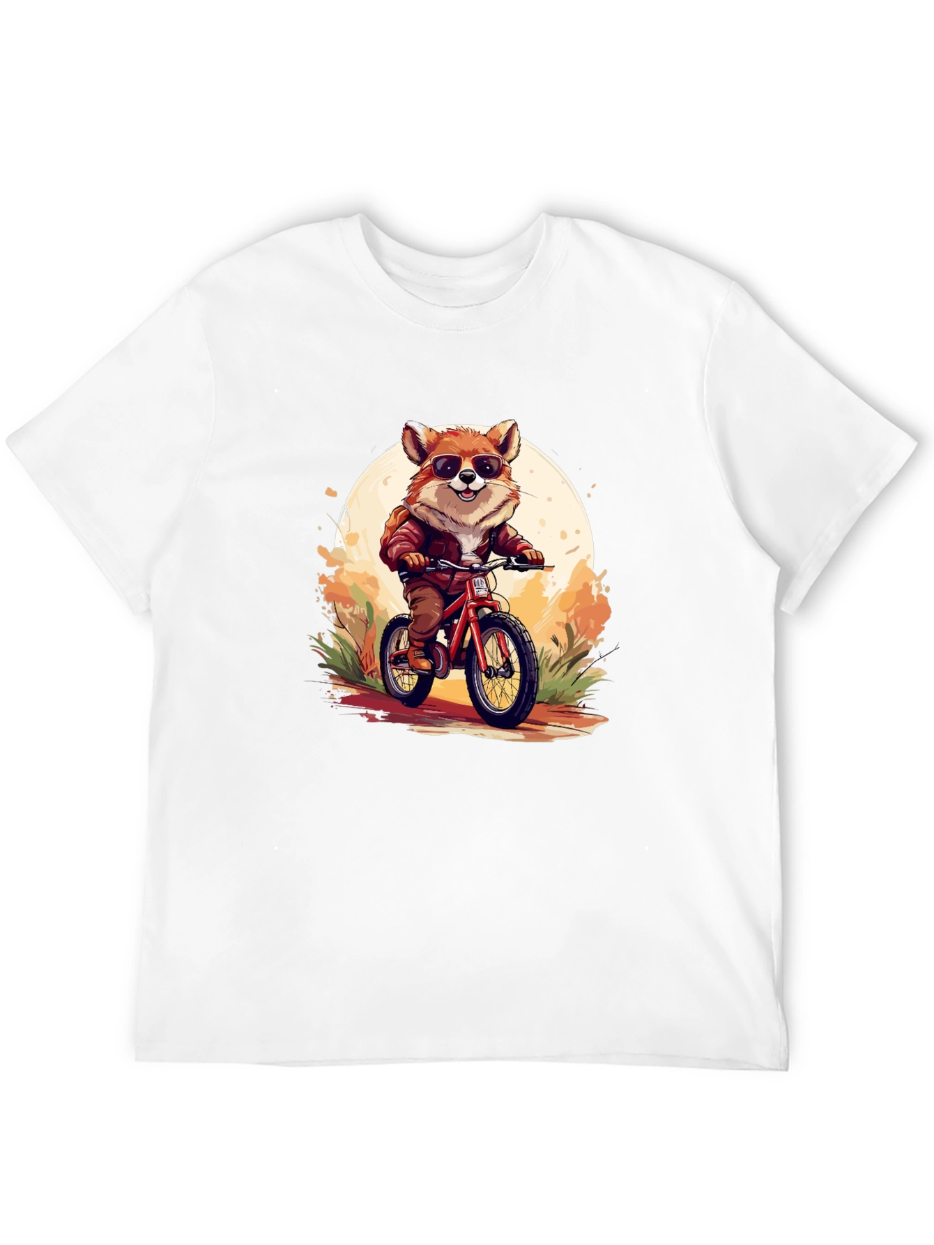 Cool Fox Riding Bicycle Graphic Tee